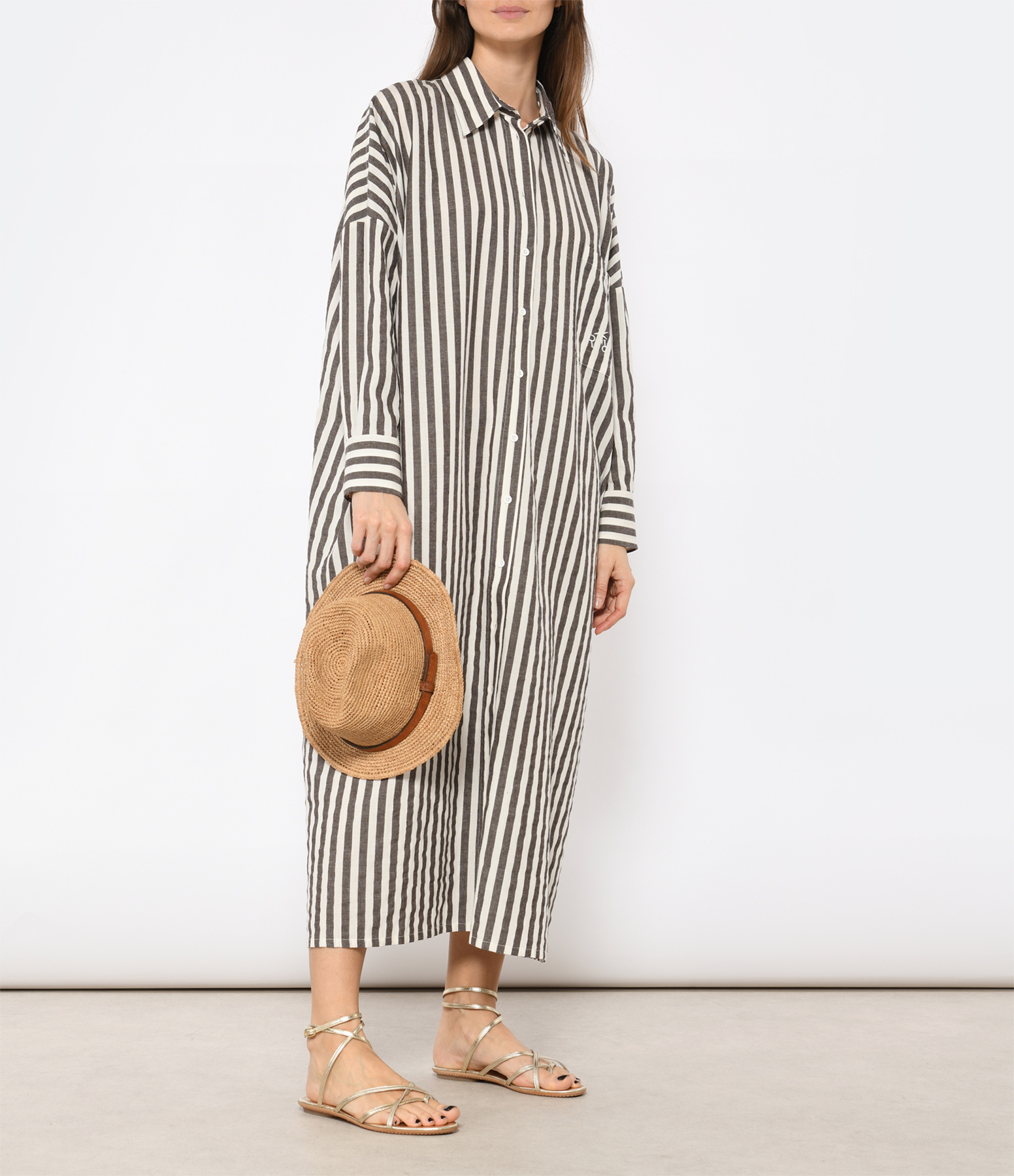 Vance Cream and Black Stripe Maxi Dress