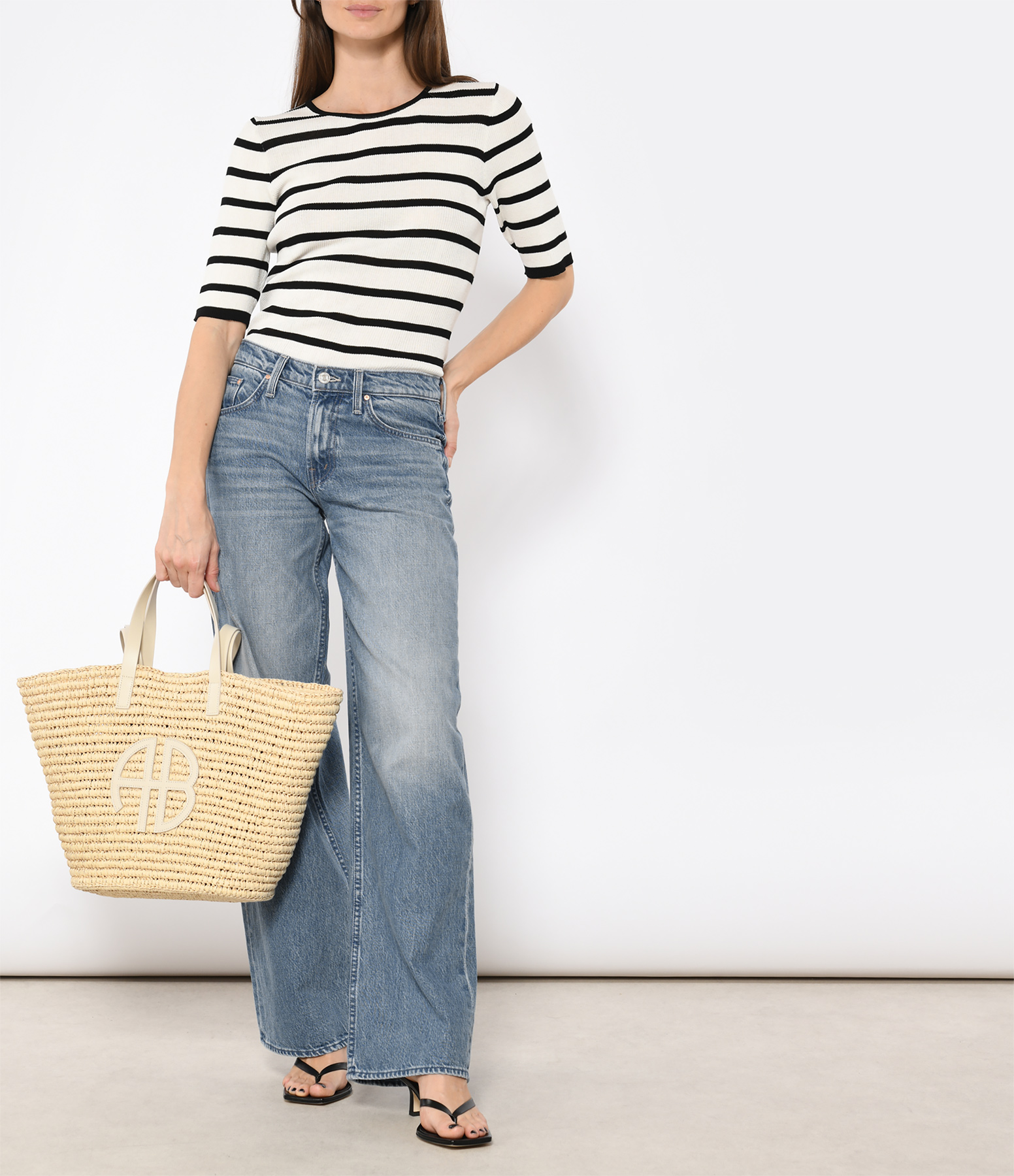Bello Off-White Striped Top