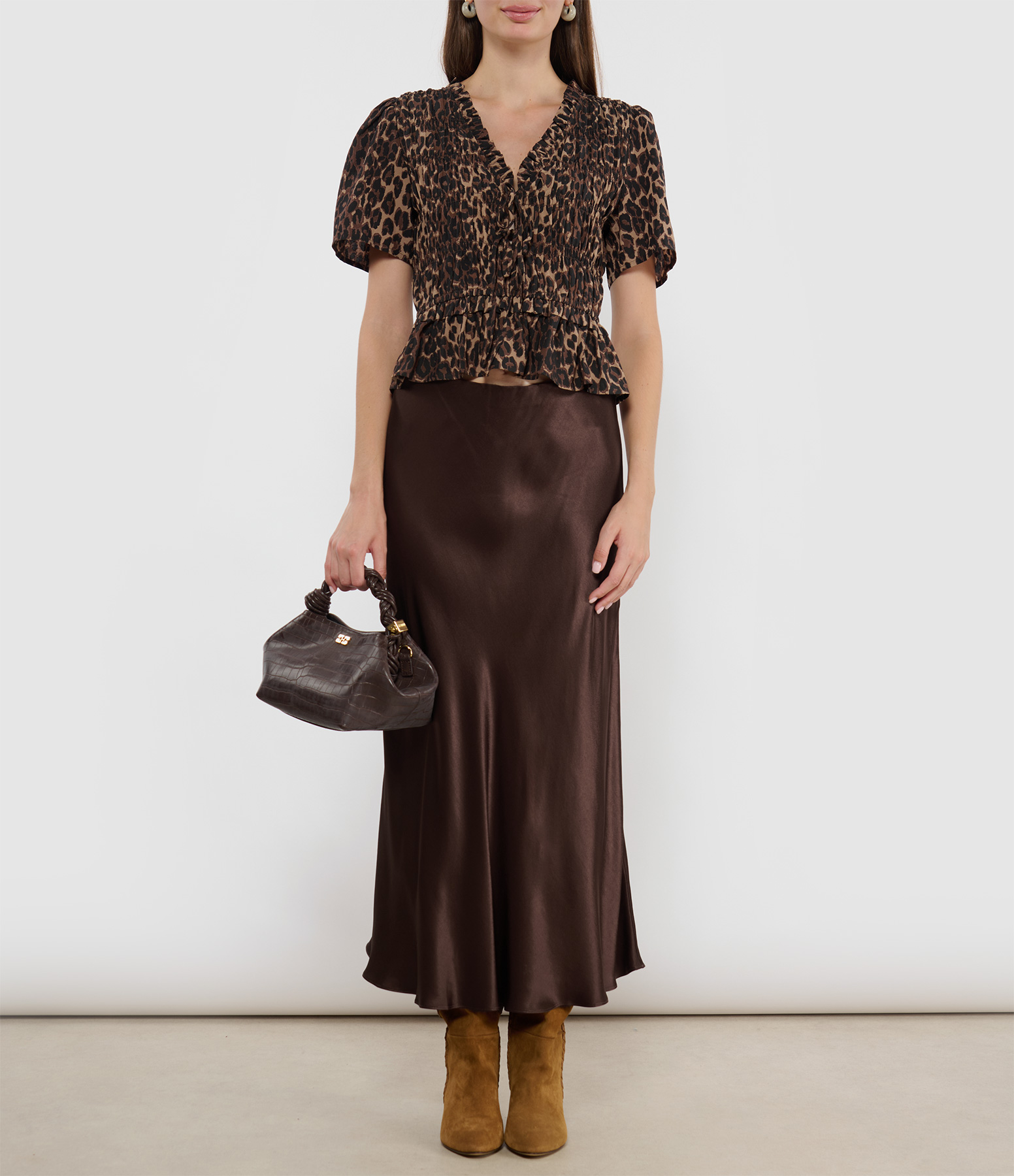Anya Espresso Midi Skirt