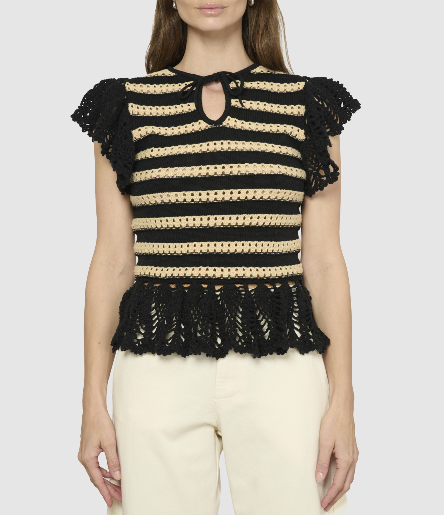 Coen Black Oat Stripe Top
