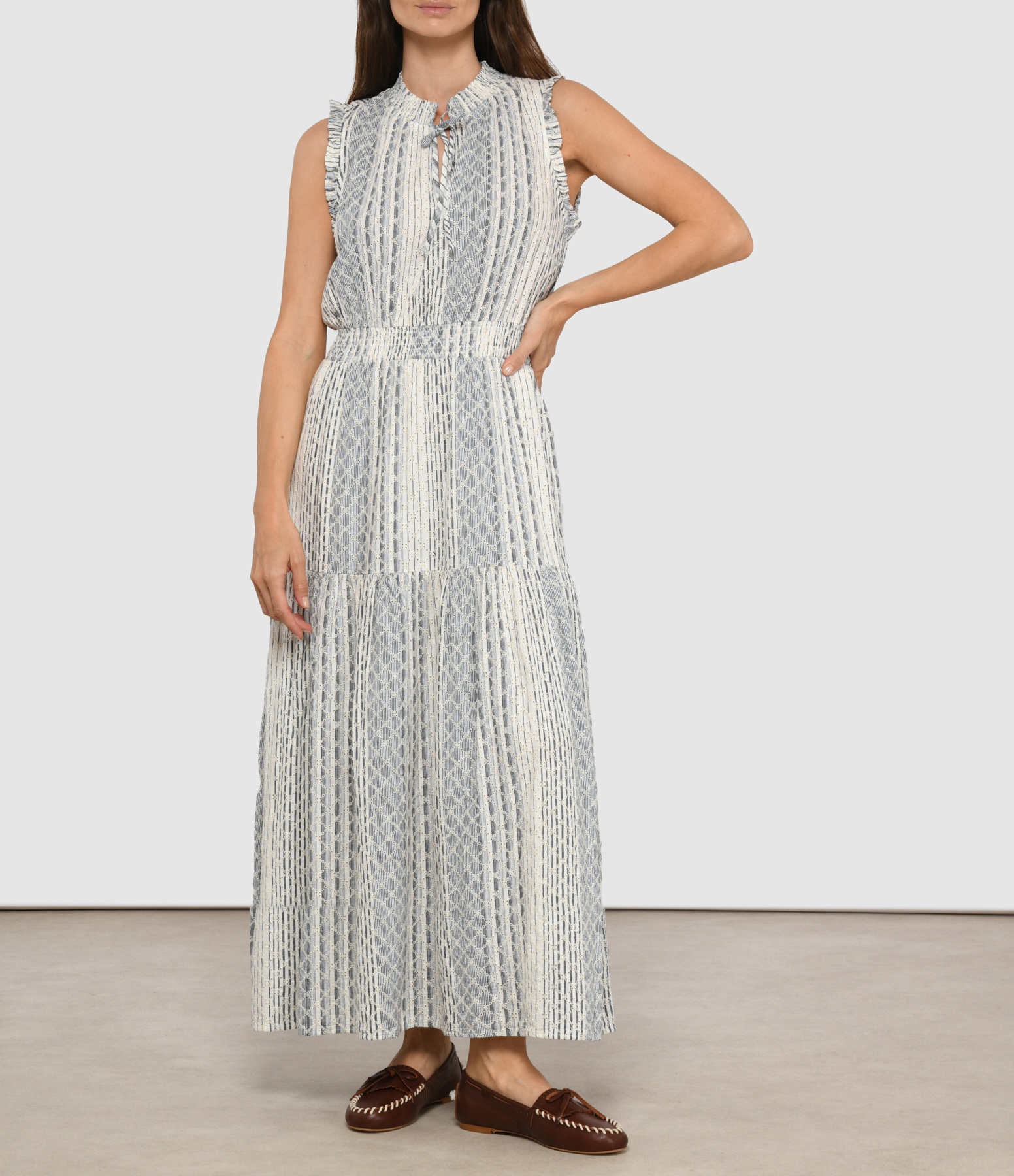 Alessi Striped Eyelet Dress