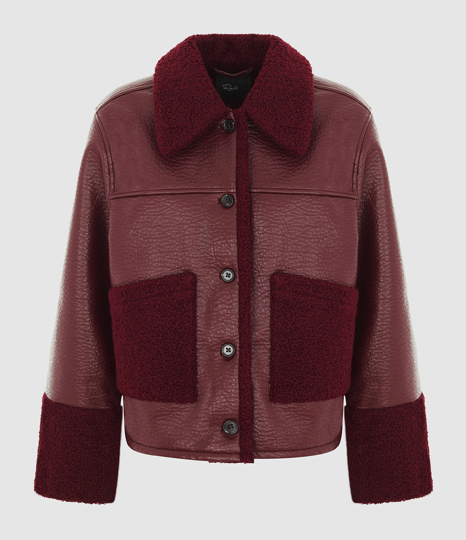 Dria Maroon Shearling Jacket