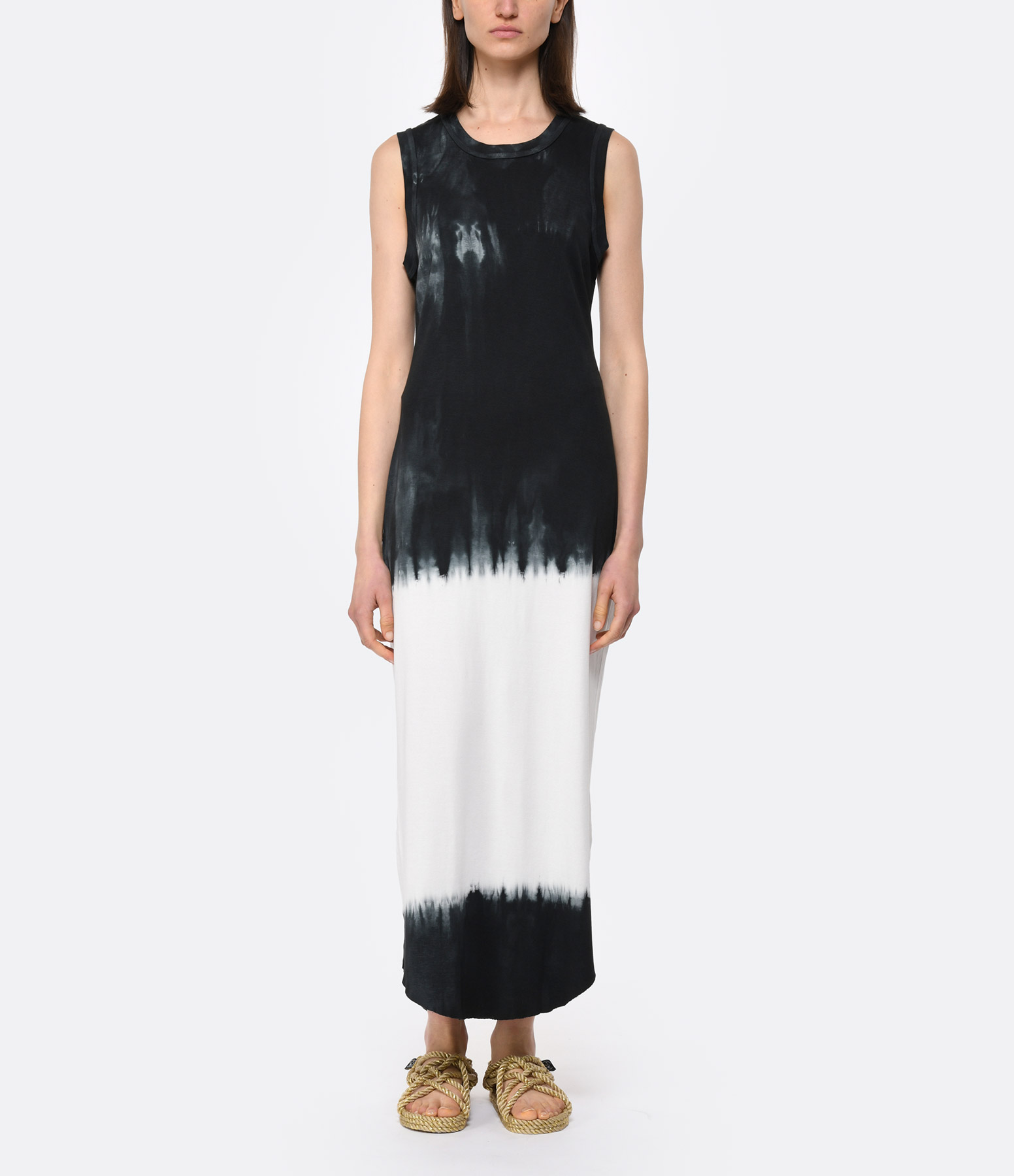 Black and White Column-Style Maxi Dress