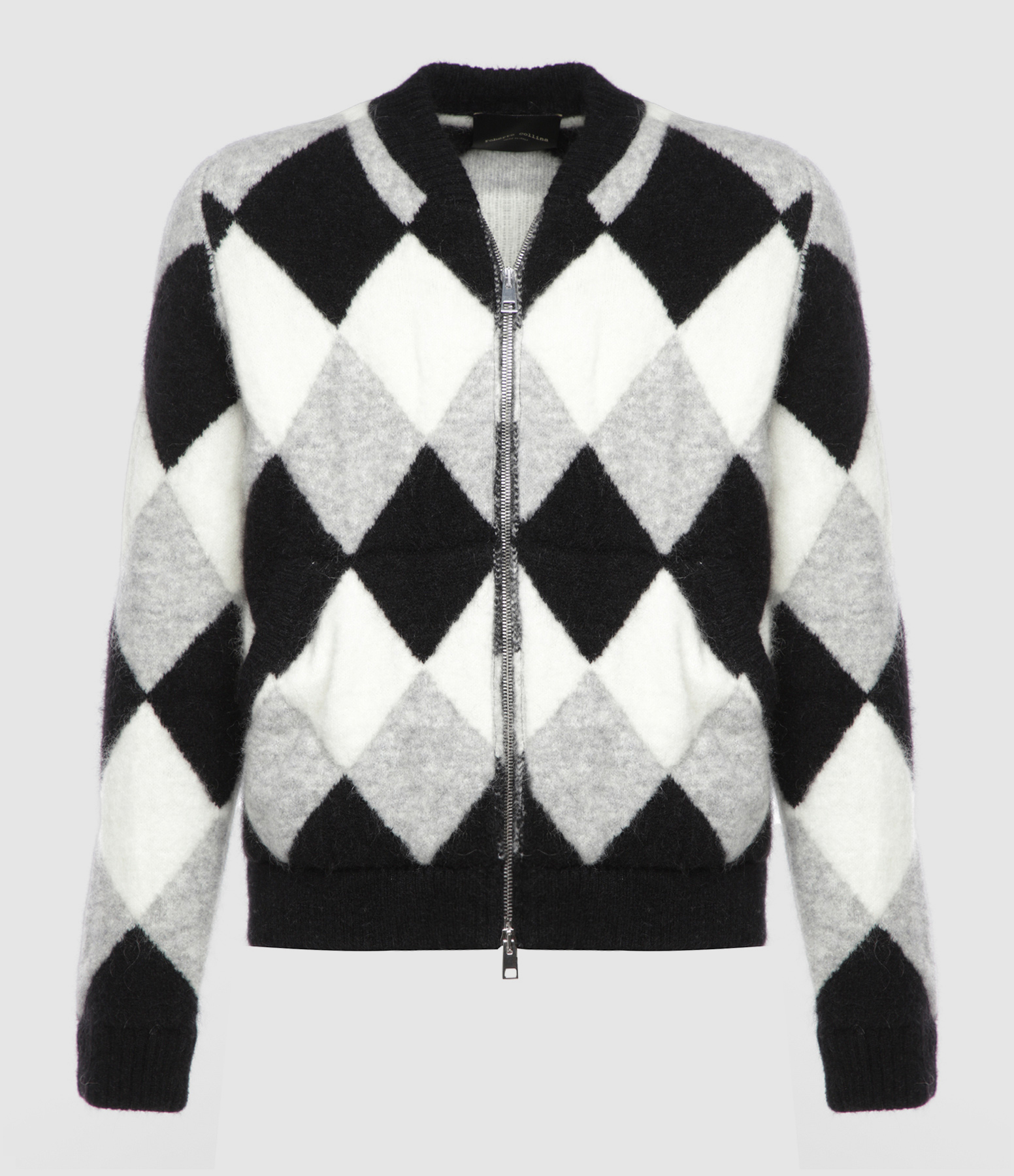 Black and White Checked Wool Jacket