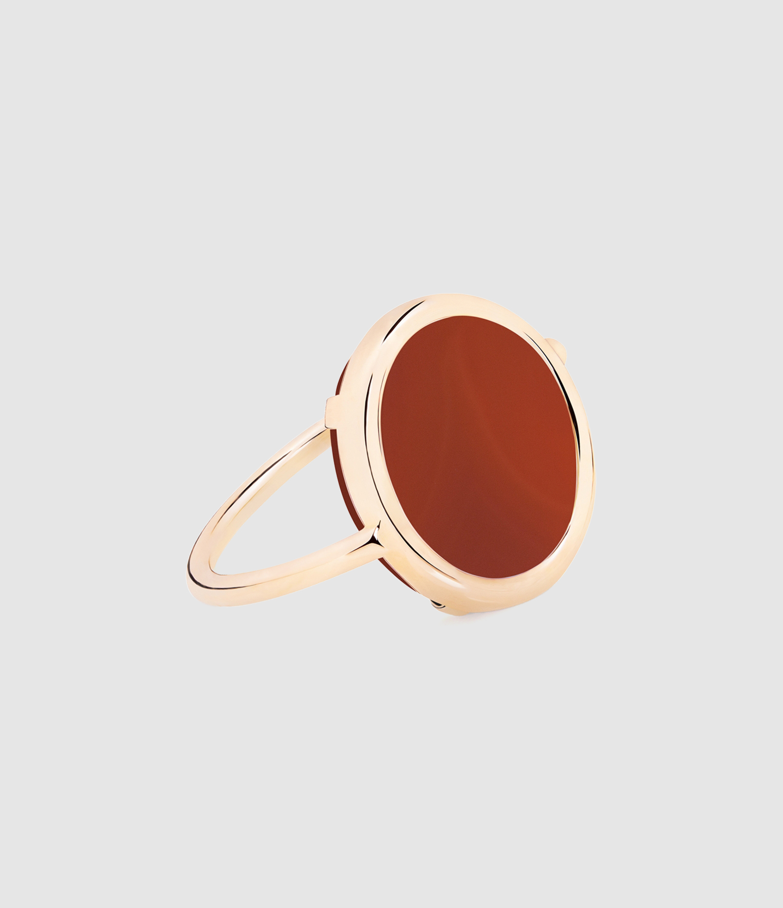 Baby Disc Ring in Red Agate and Rose Gold
