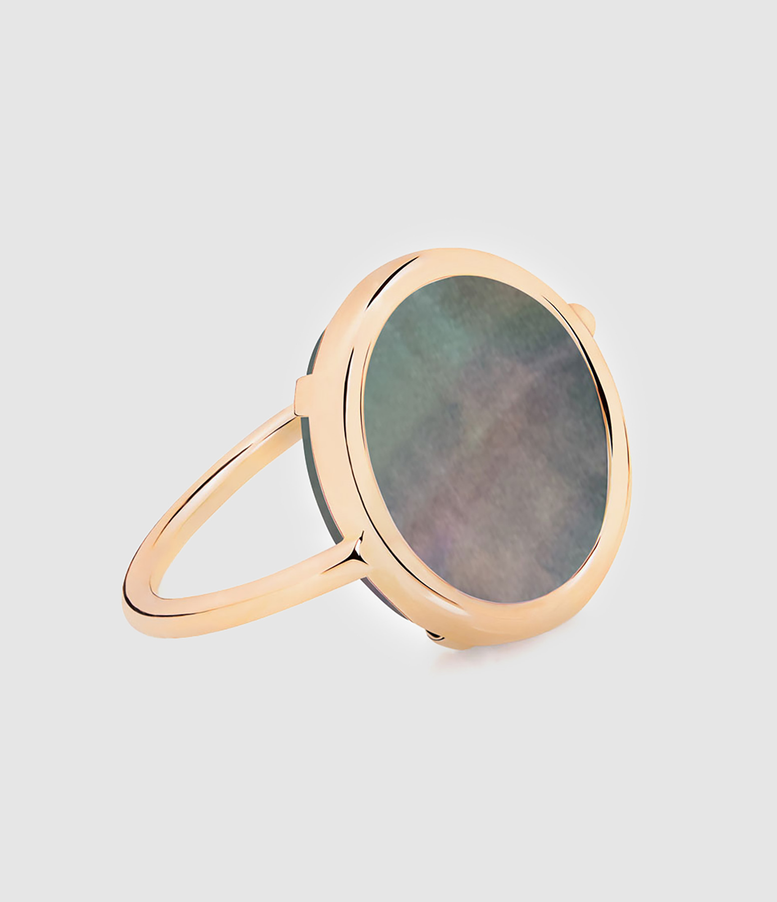 Baby Disc Ring in Black Mother-of-Pearl and Rose Gold