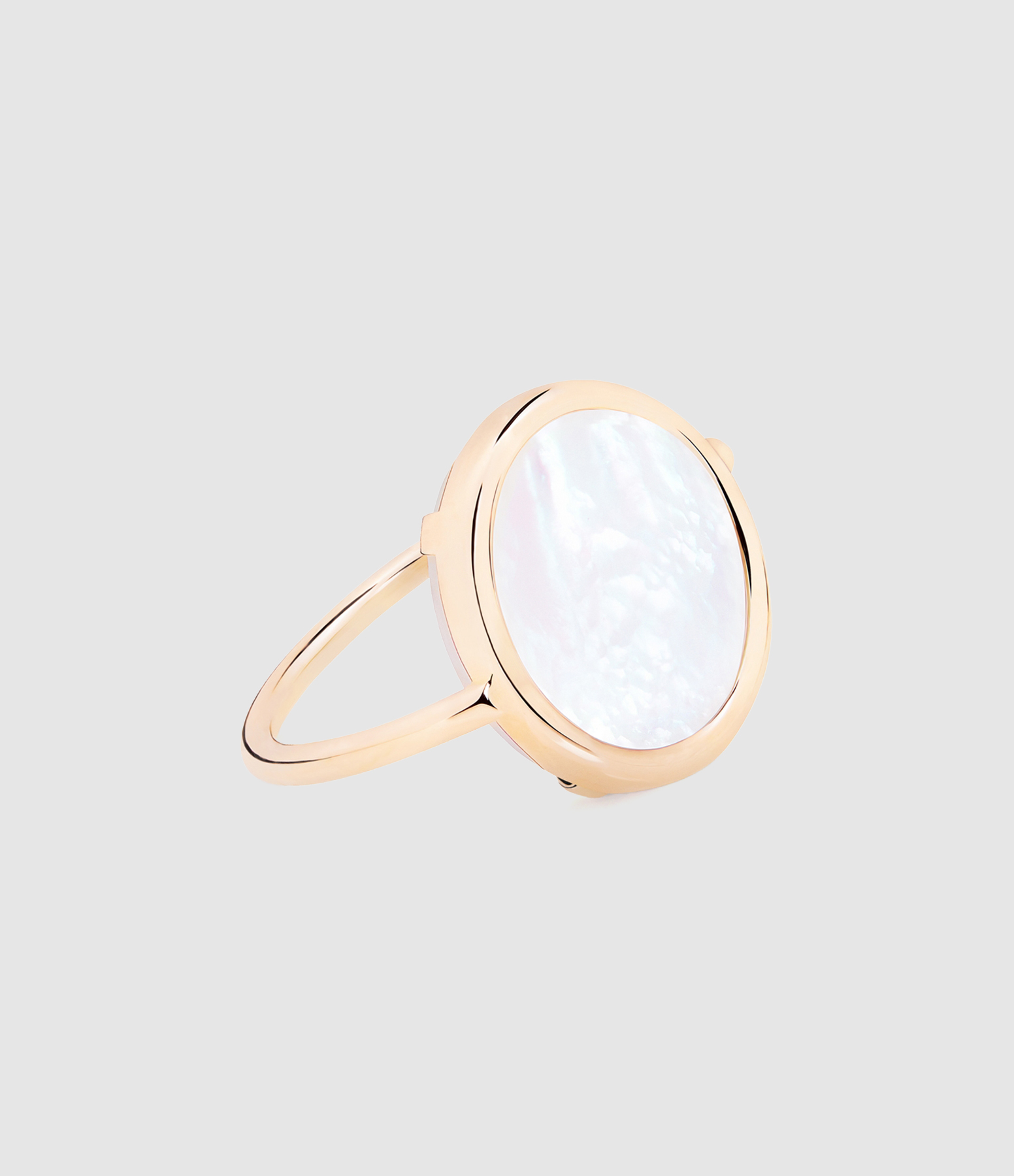 Baby Disc Ring in White Mother-of-Pearl and Rose Gold