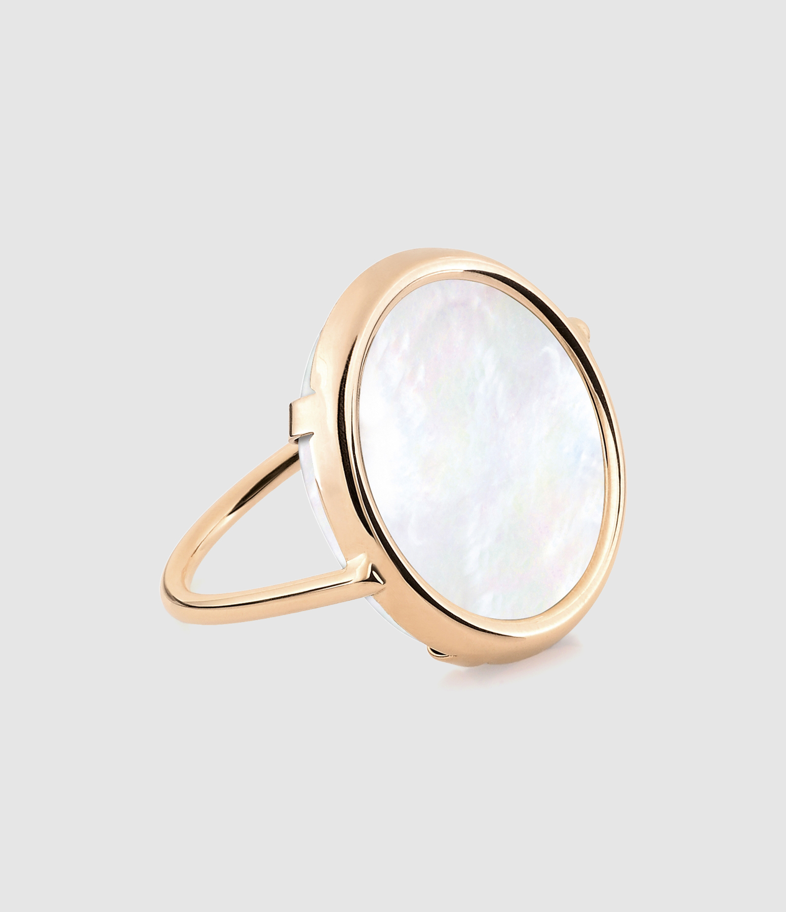 White Mother-of-Pearl Disc Ring  Rose Gold