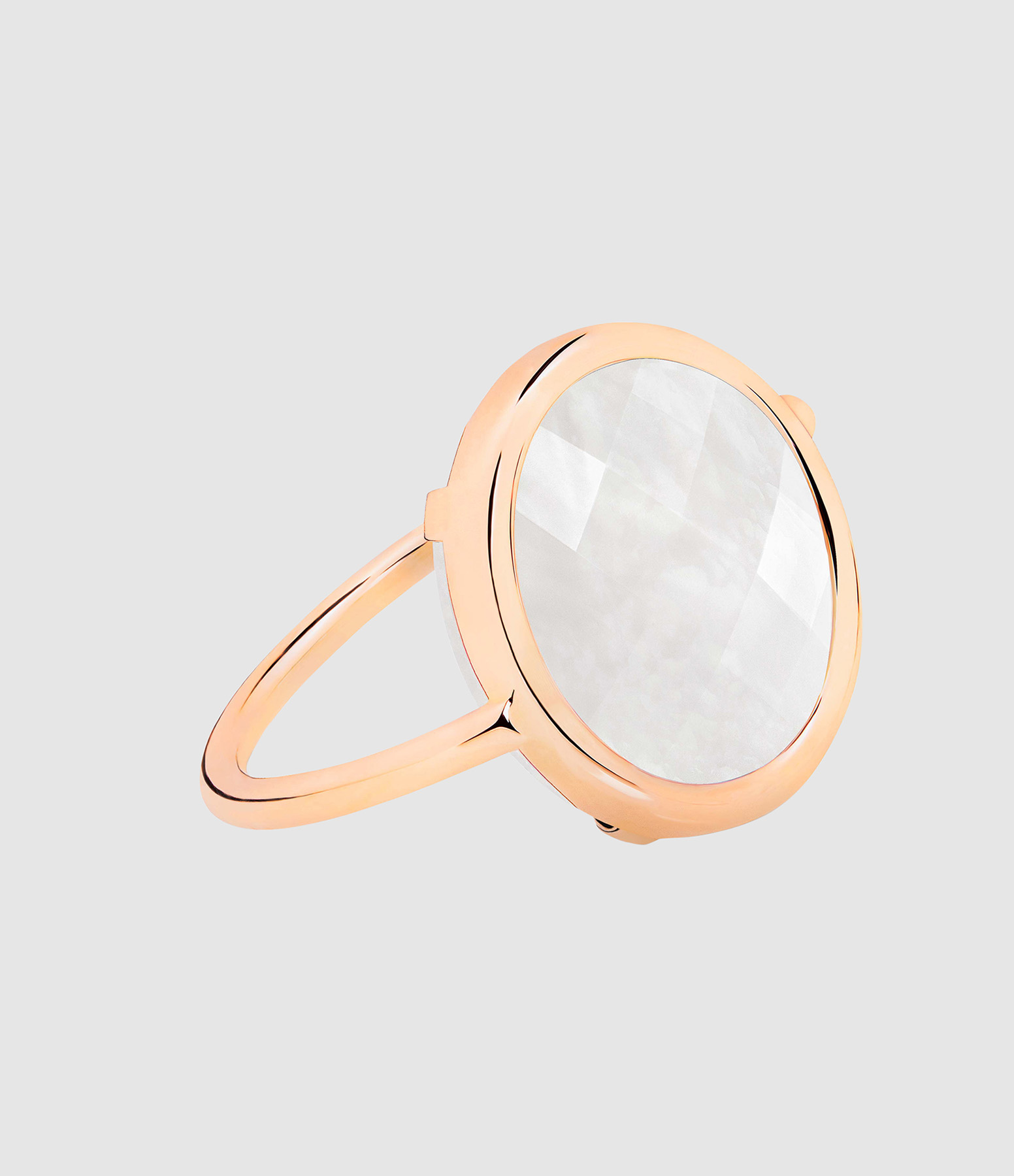 Pixie Baby Disc Ring with White Moonstone in Rose Gold