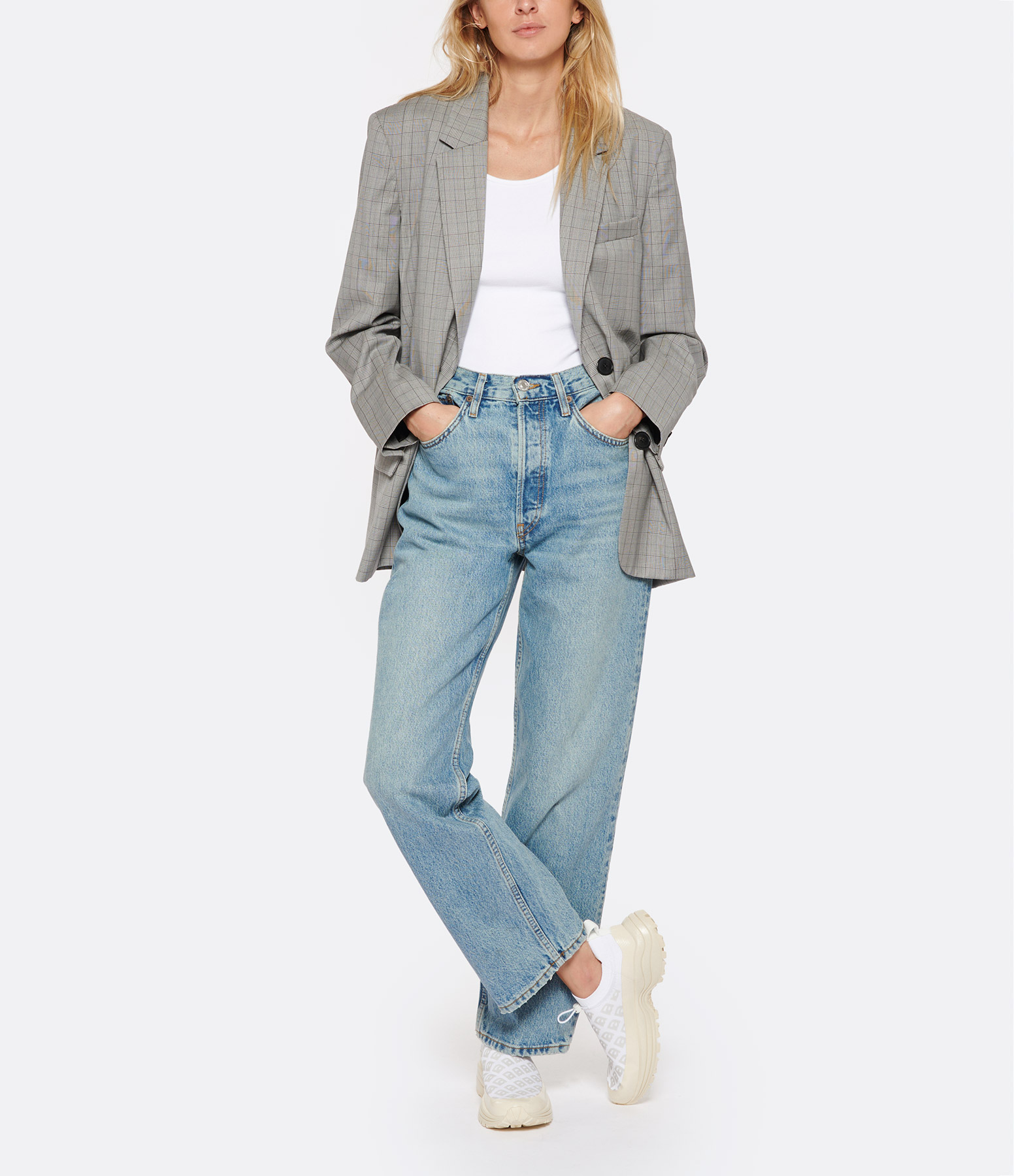 90s-style Crop Low-Slung Blue Denim Jeans
