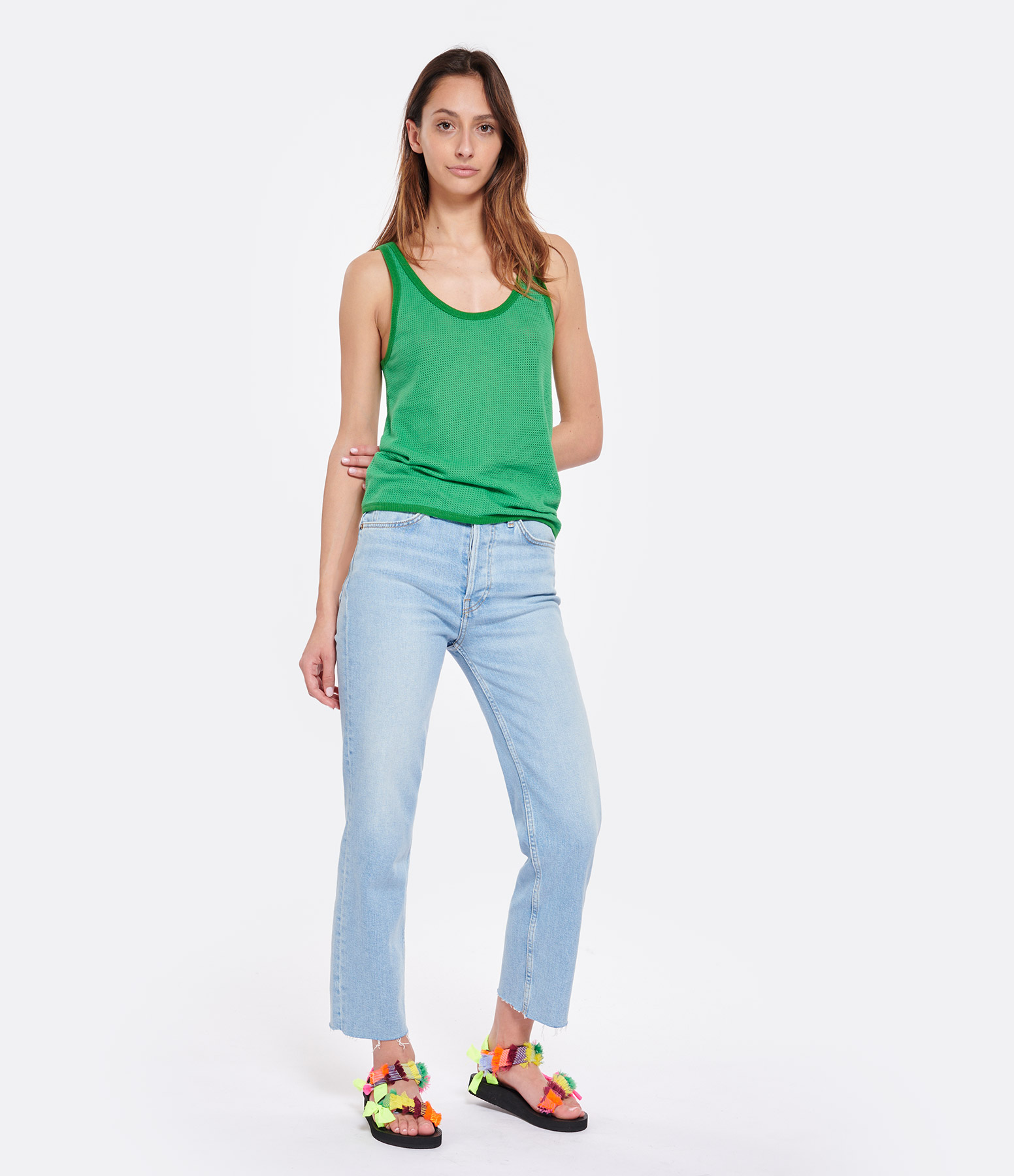 Jean 70S Stove Pipe Cotton Blue Echo