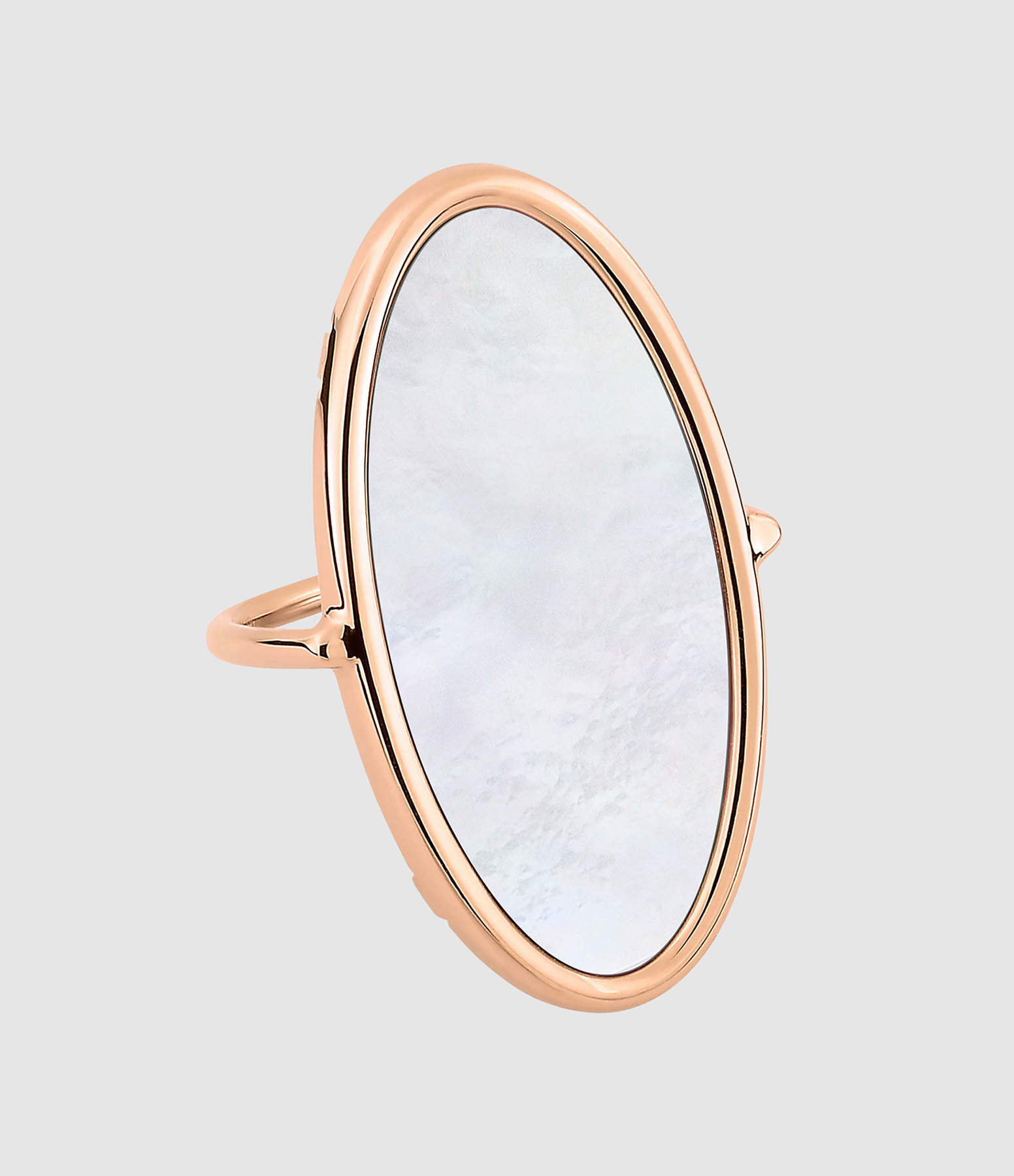 White Mother-of-Pearl Ellipse Ring in Rose Gold