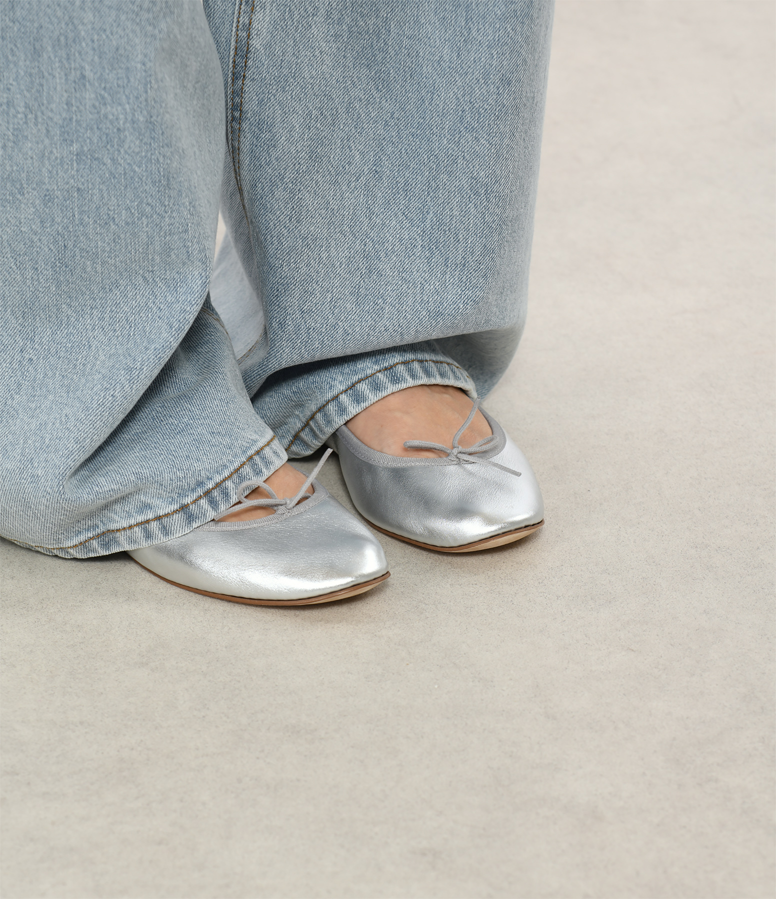 Silver Cinderella Ballet Flats
