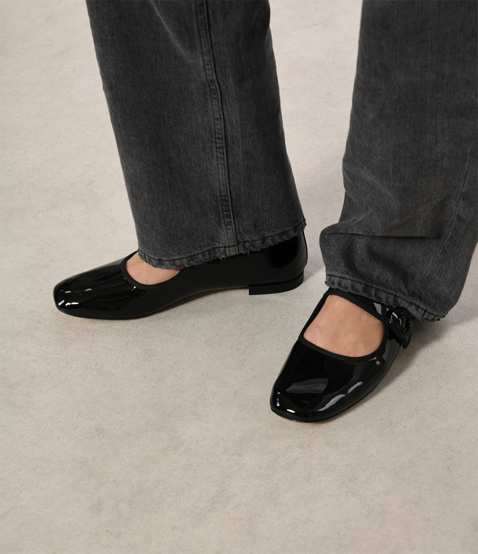 Georgia Square-Toe Black Patent Leather Babies