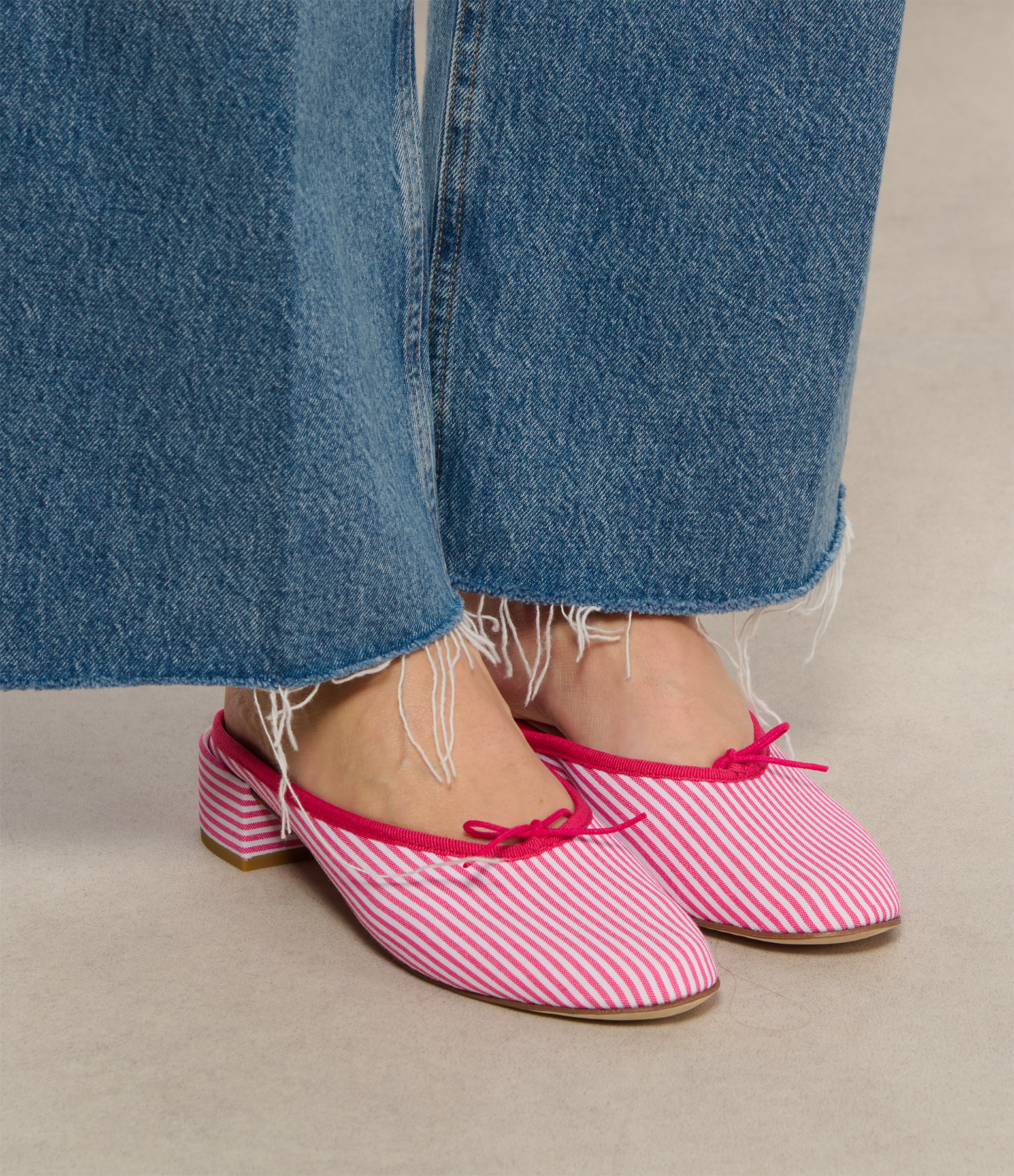 Camille Striped Pink Ballerina Mules