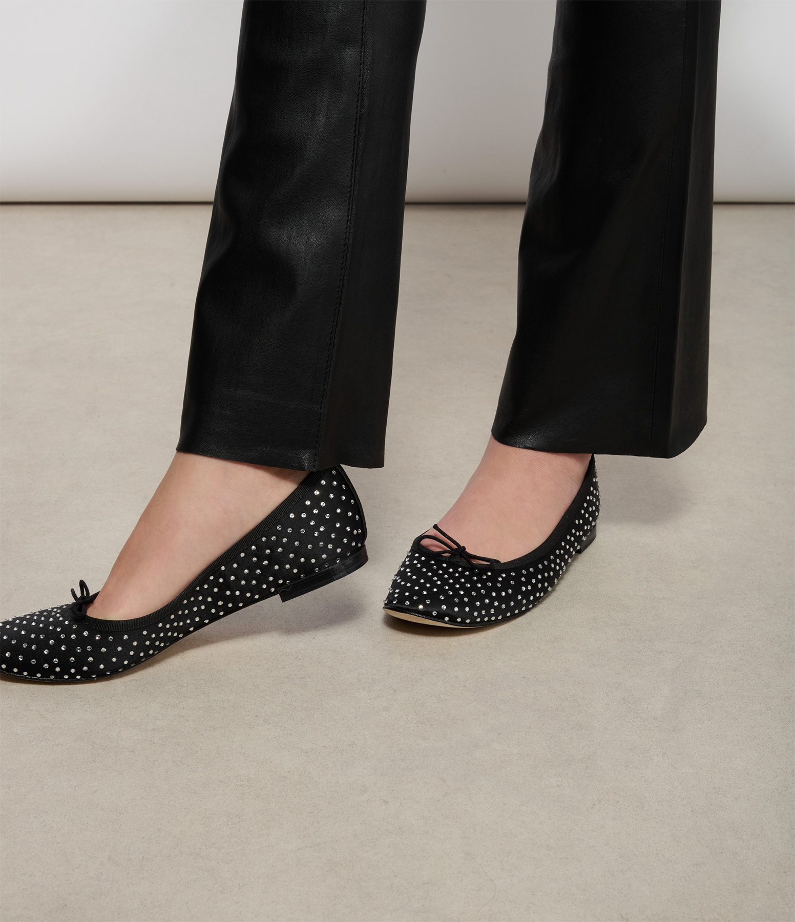 Black Cinderella Rhinestone Ballet Flats