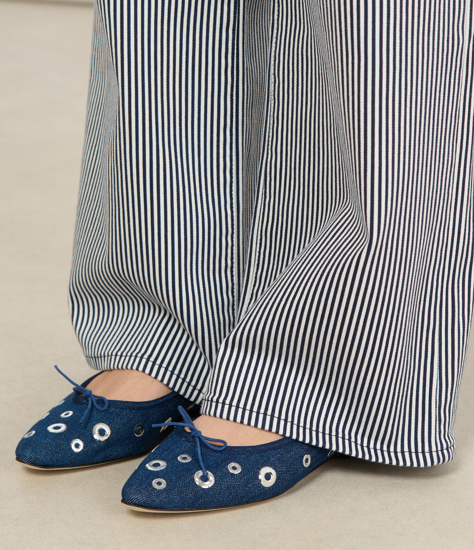 Cinderella Pointed-Toe Denim Ballet Flats