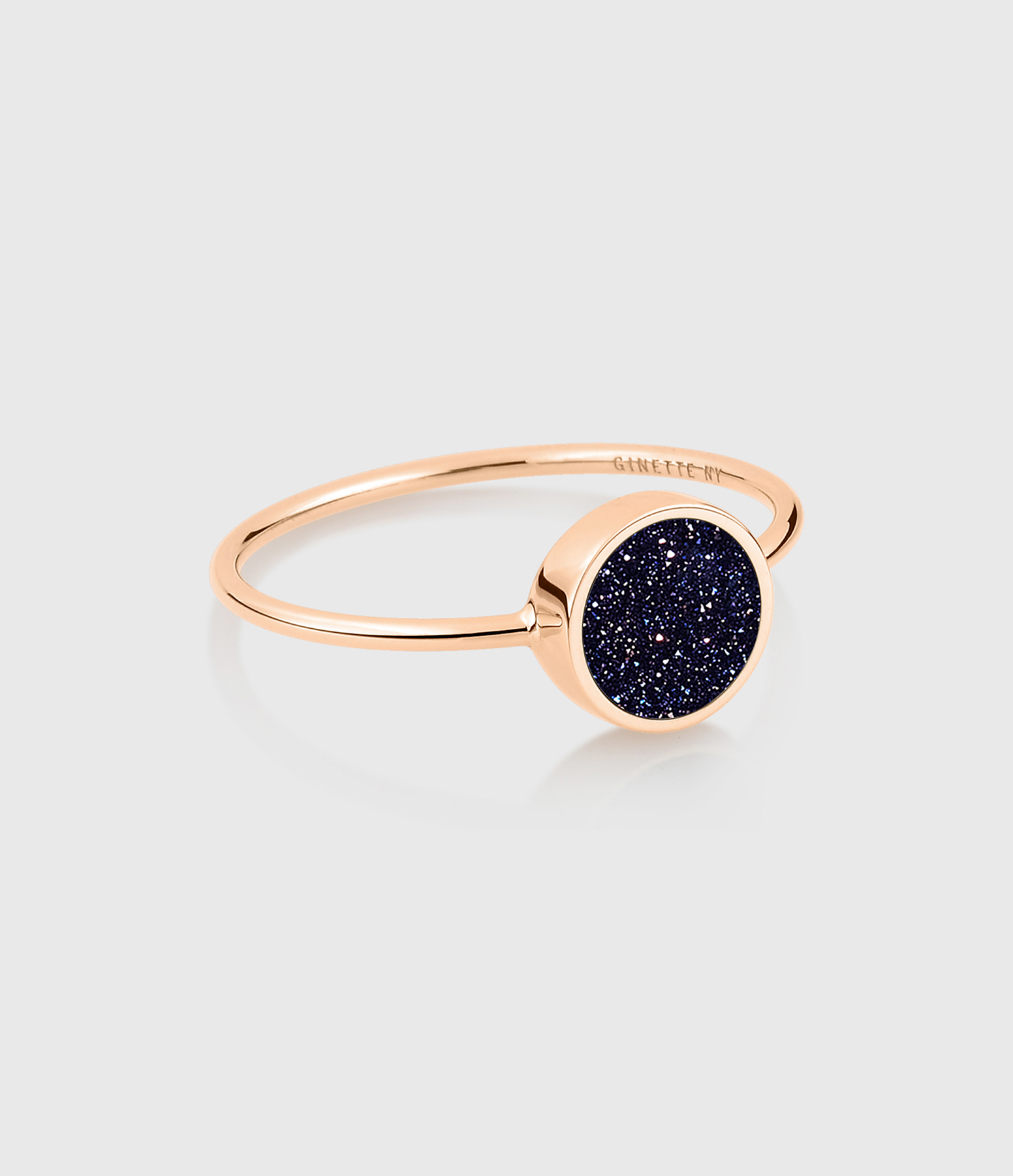 Ever Mini Disc Ring in Blue Sandstone and Rose Gold