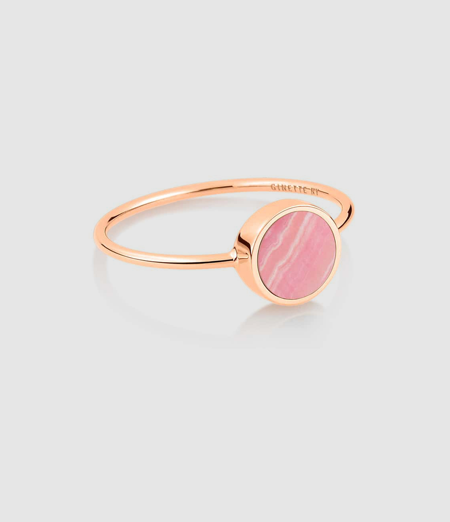 Ever Mini Disc Rhodochrosite Rose Gold Ring