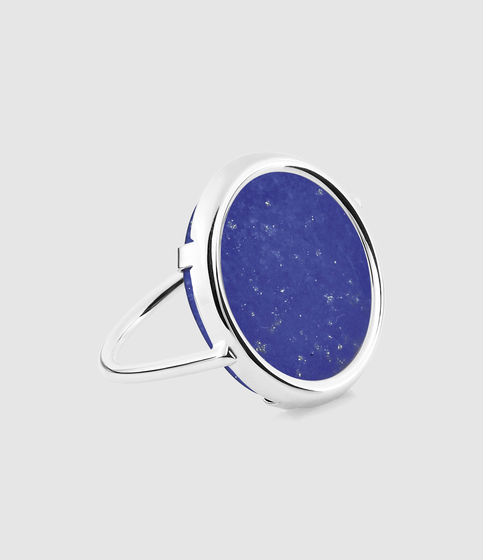 White Gold Lapis Lazuli Disc Ring