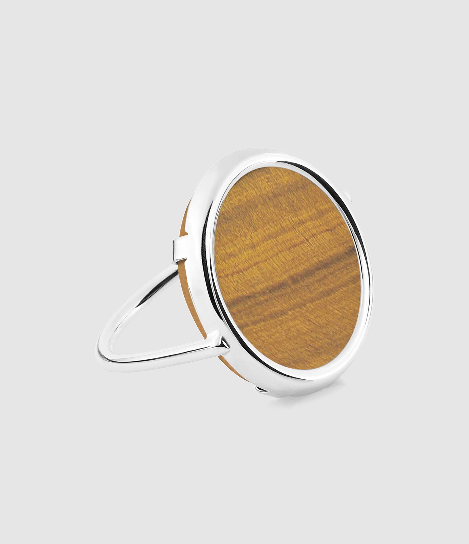 White Gold Tiger's Eye Disc Ring