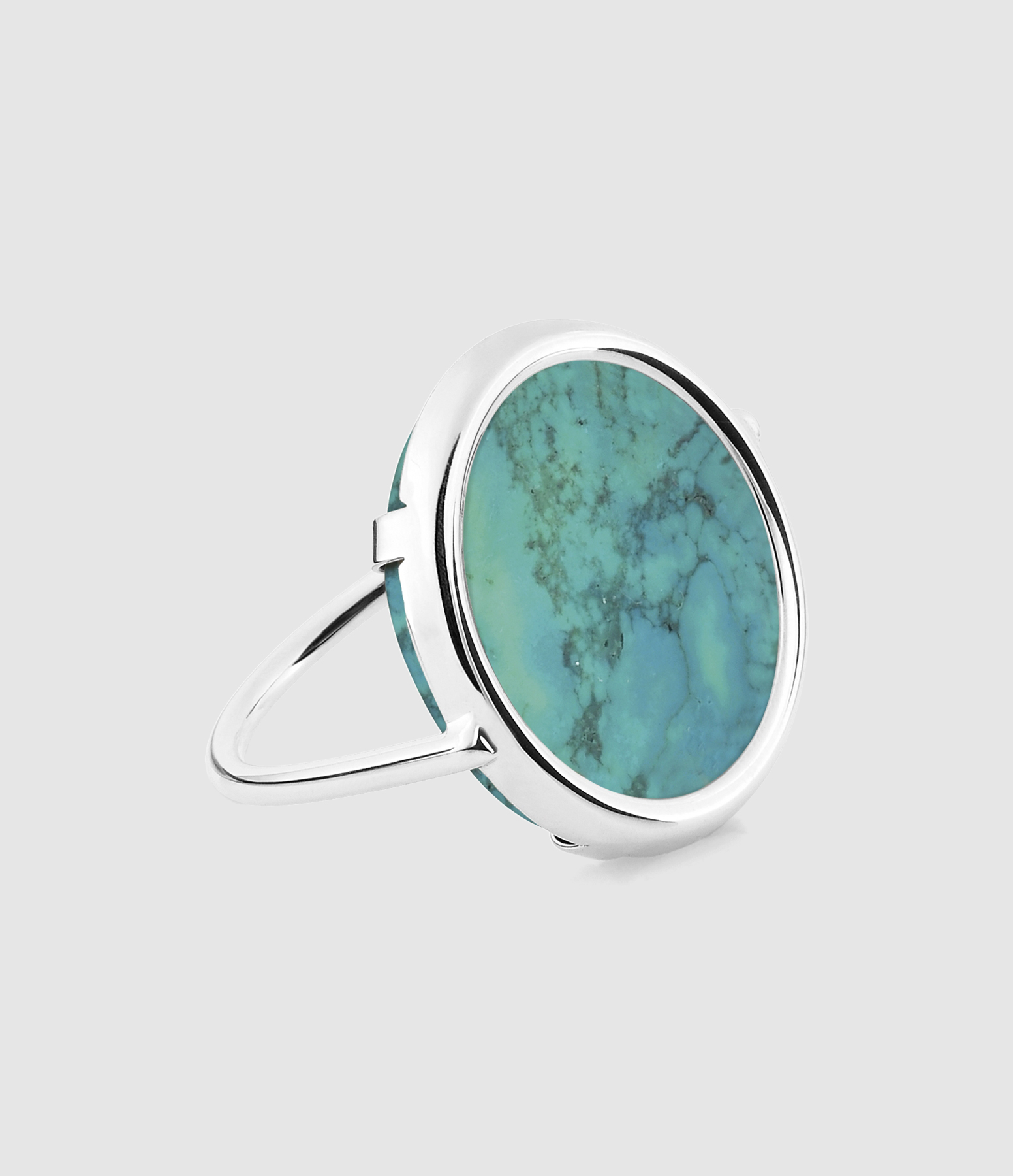 White Gold Turquoise Disc Ring