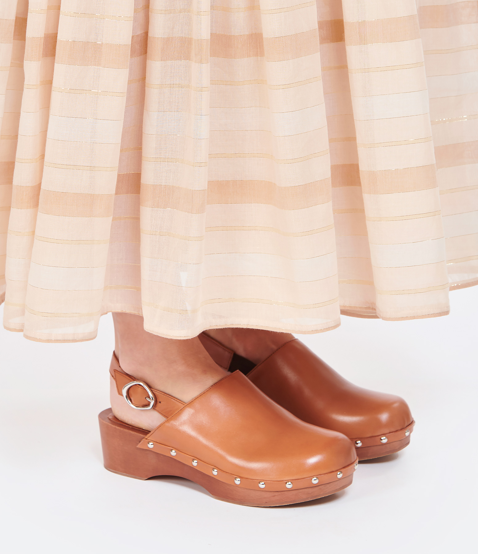 Brown Leather Mary Clogs