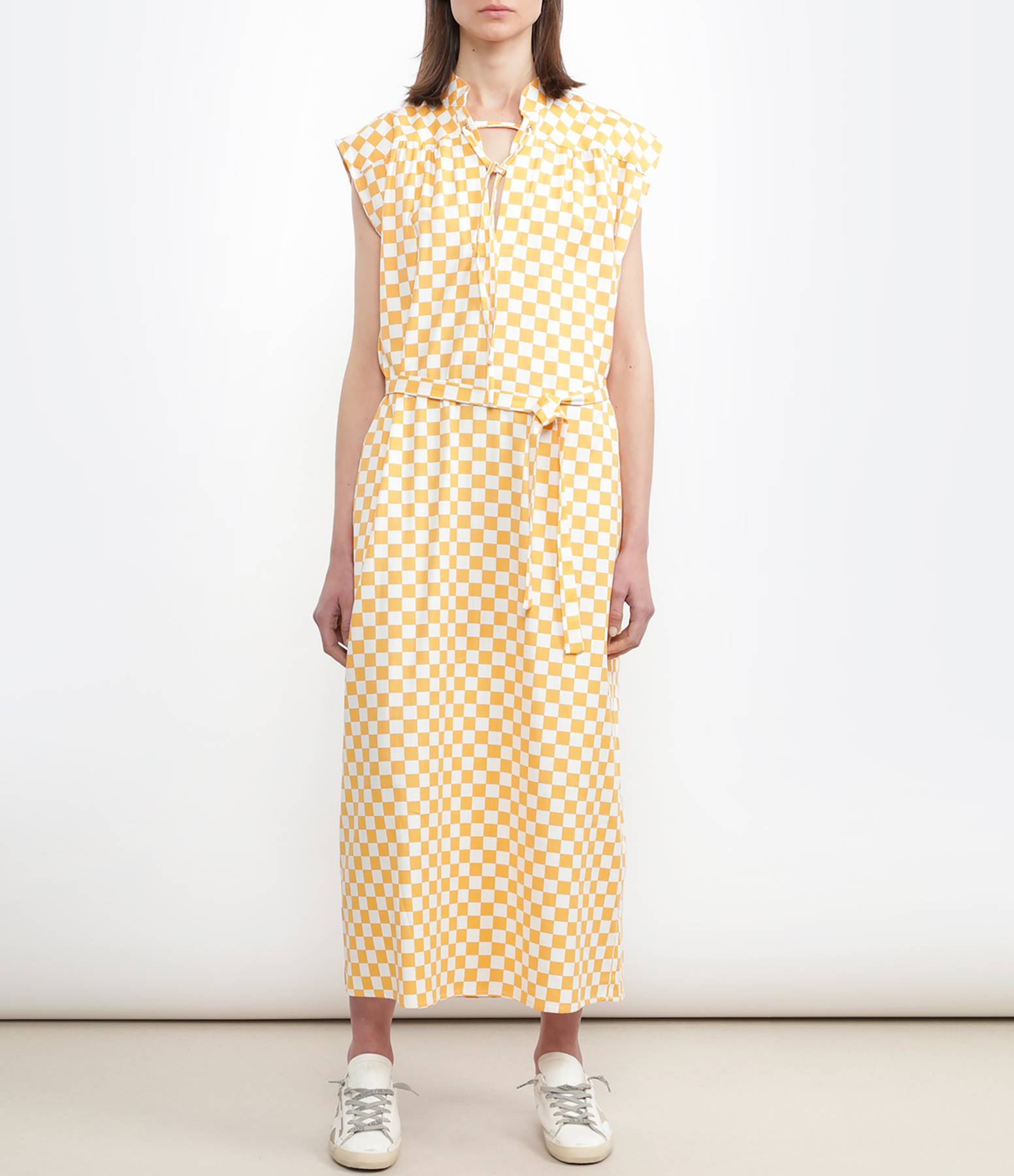 Orange Cotton Damier Dreamer Dress
