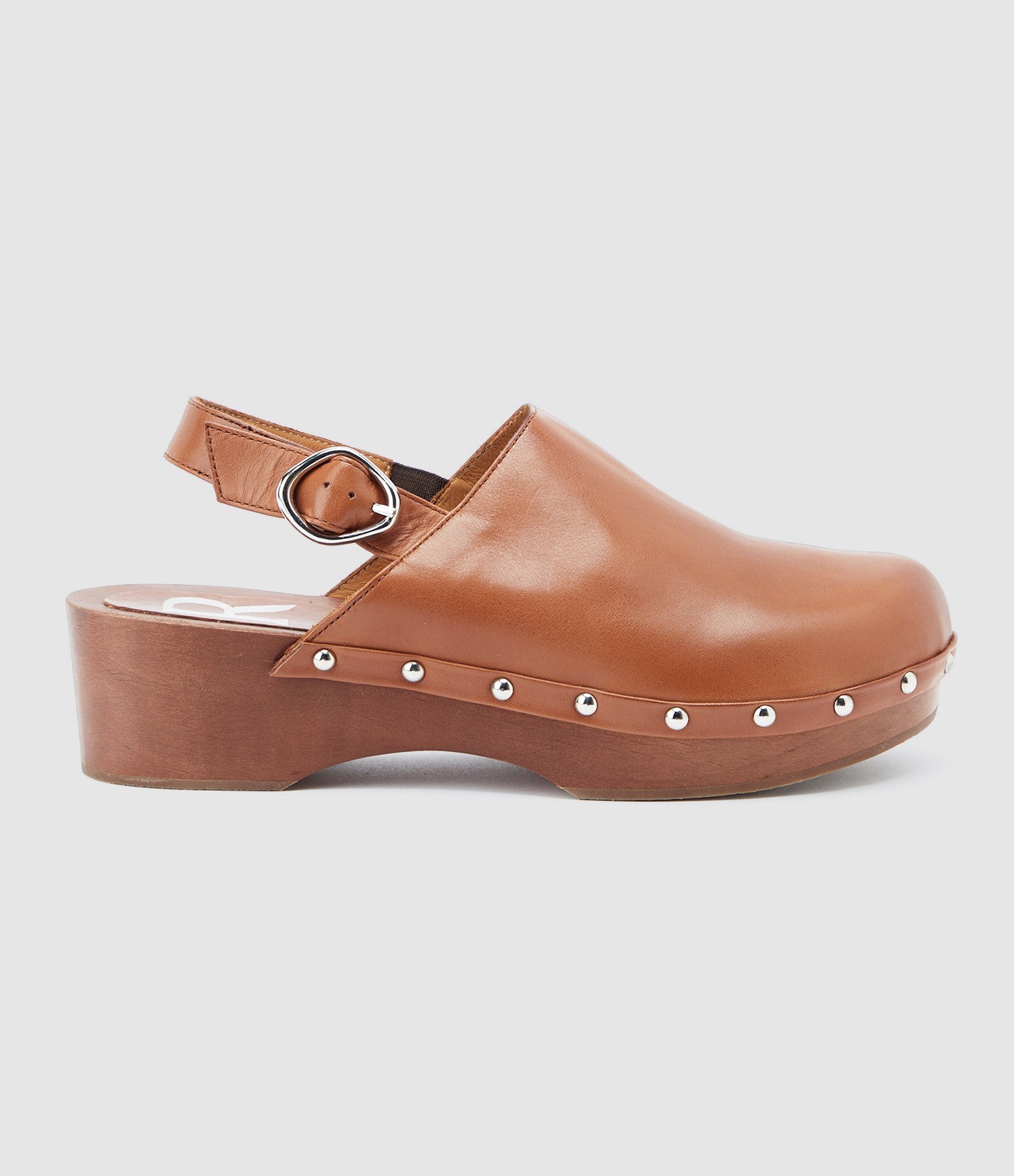 Brown Leather Mary Clogs