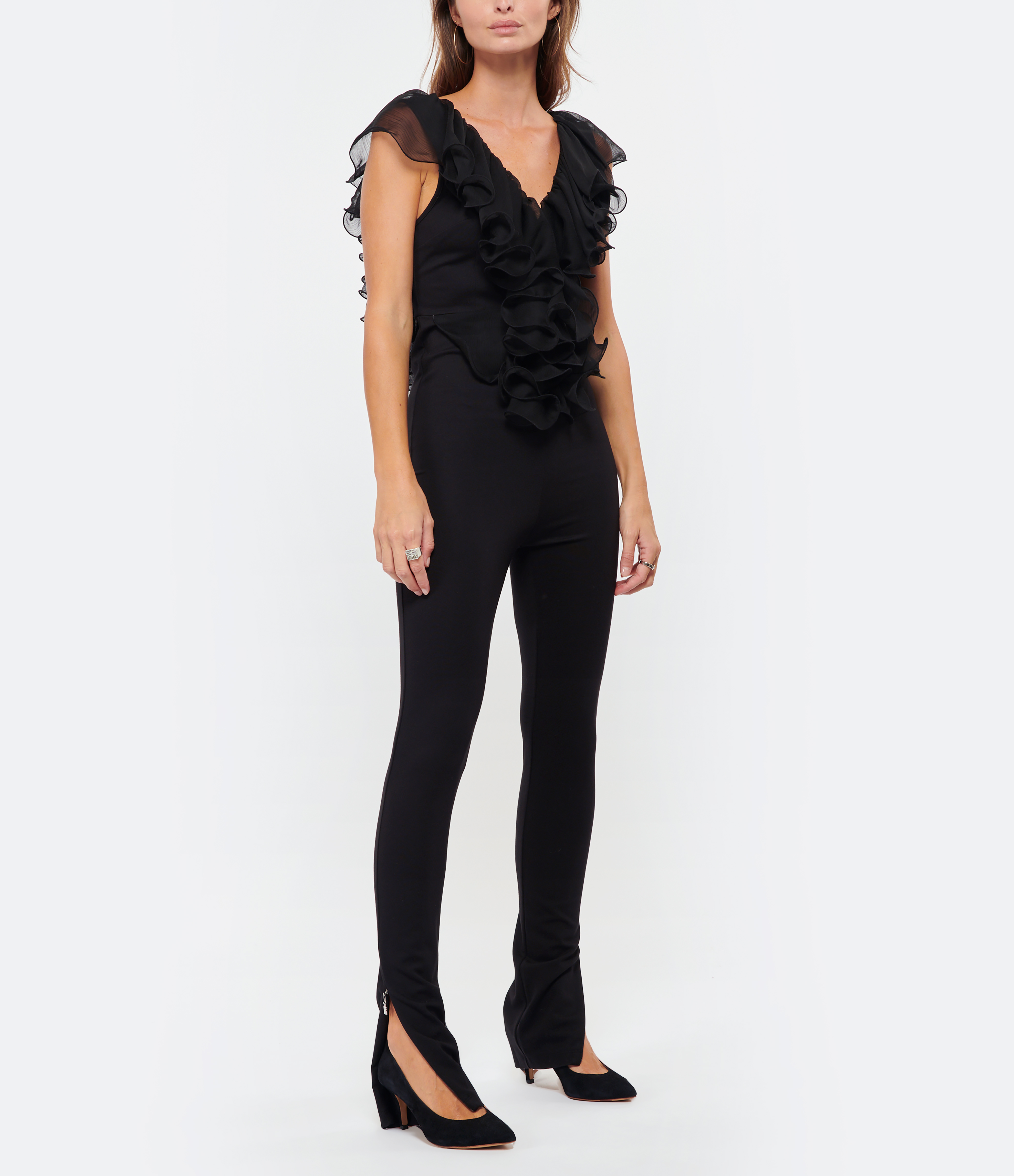 Black Ruffle Jumpsuit