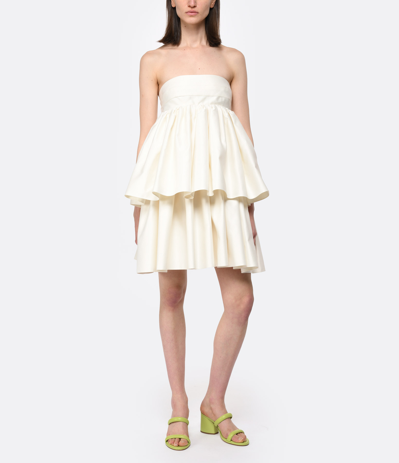 White Puff-Sleeve Mini Dress