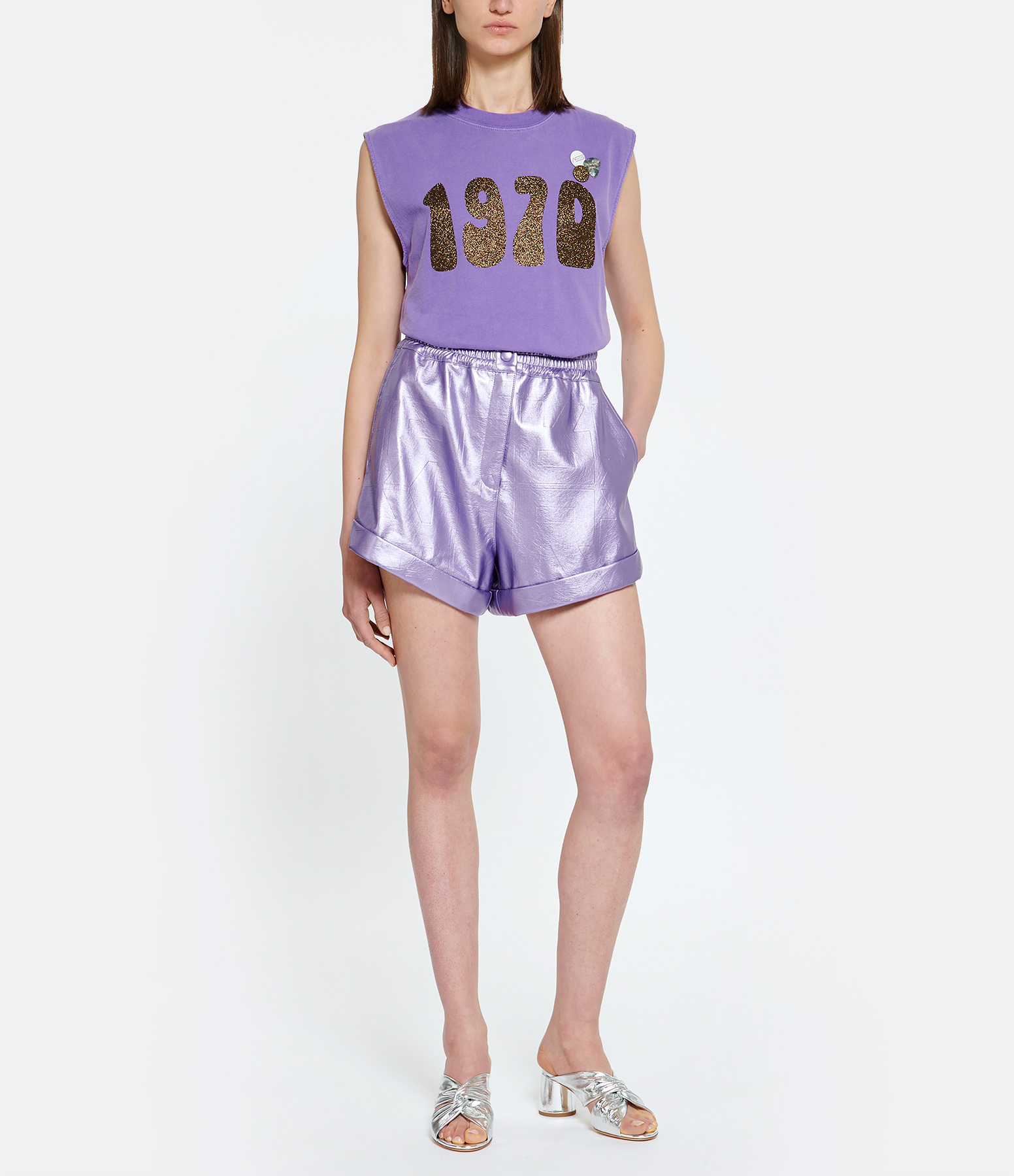 Silver-Purple Mini Shorts