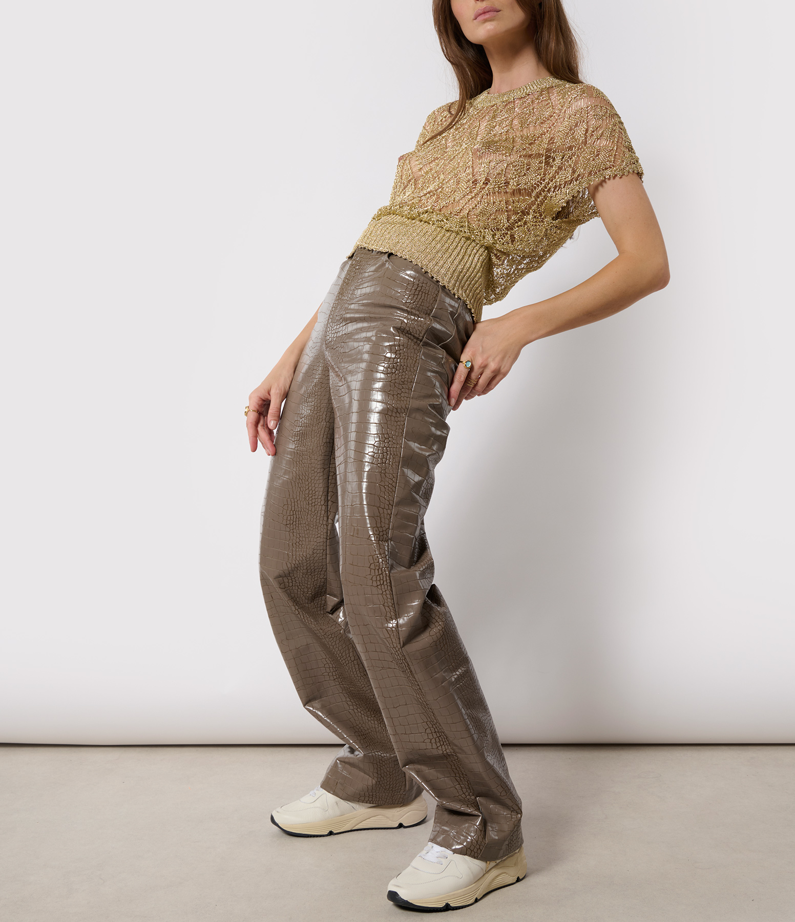 Fossil Textured Straight Trousers