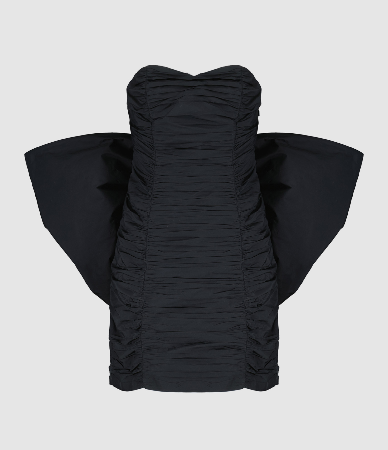 Black Pleated Bow Mini Dress