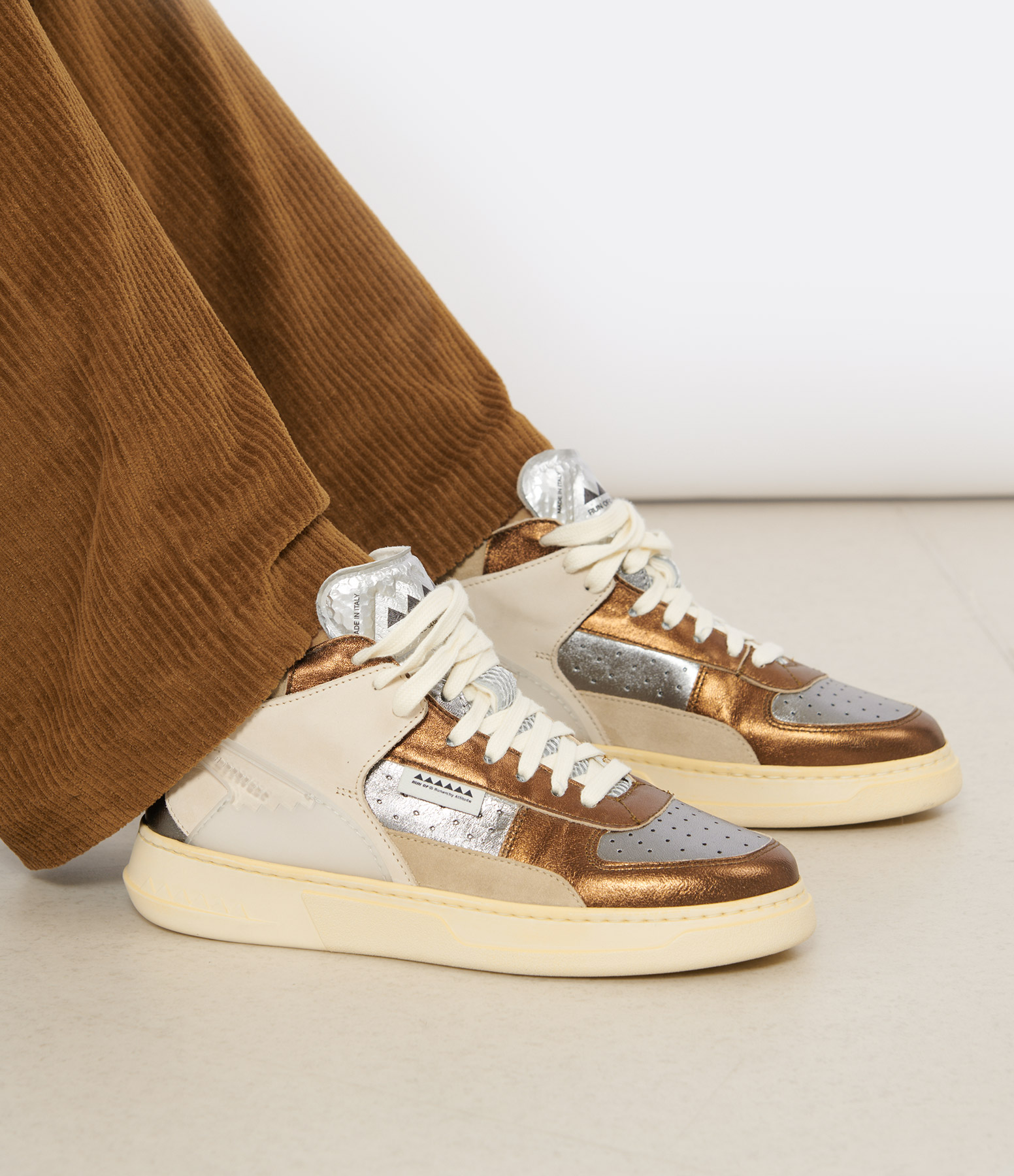 Mid-Top Trainers in Bronze and Silver
