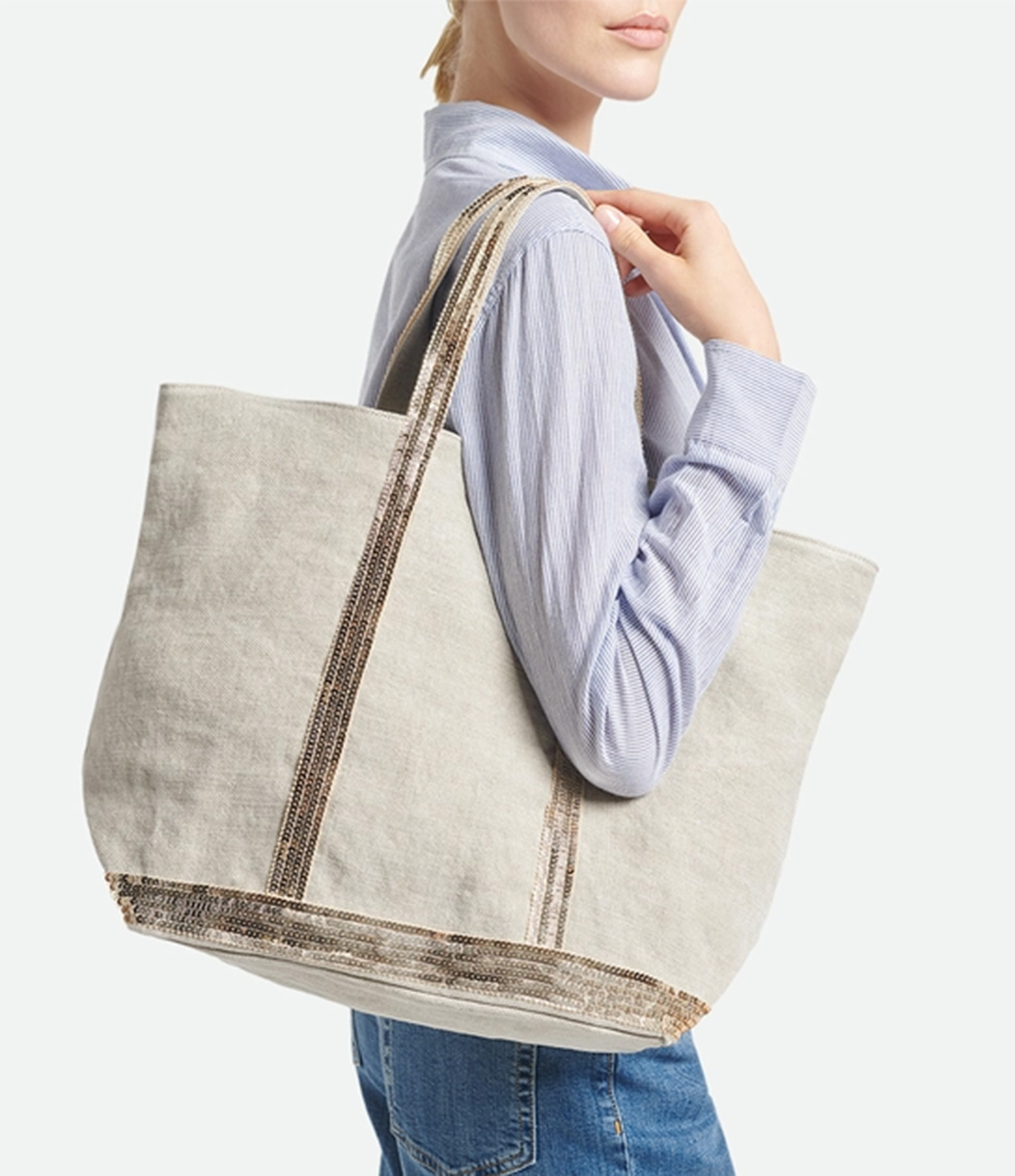 L L Linen Tote Bag with Zip, Sand