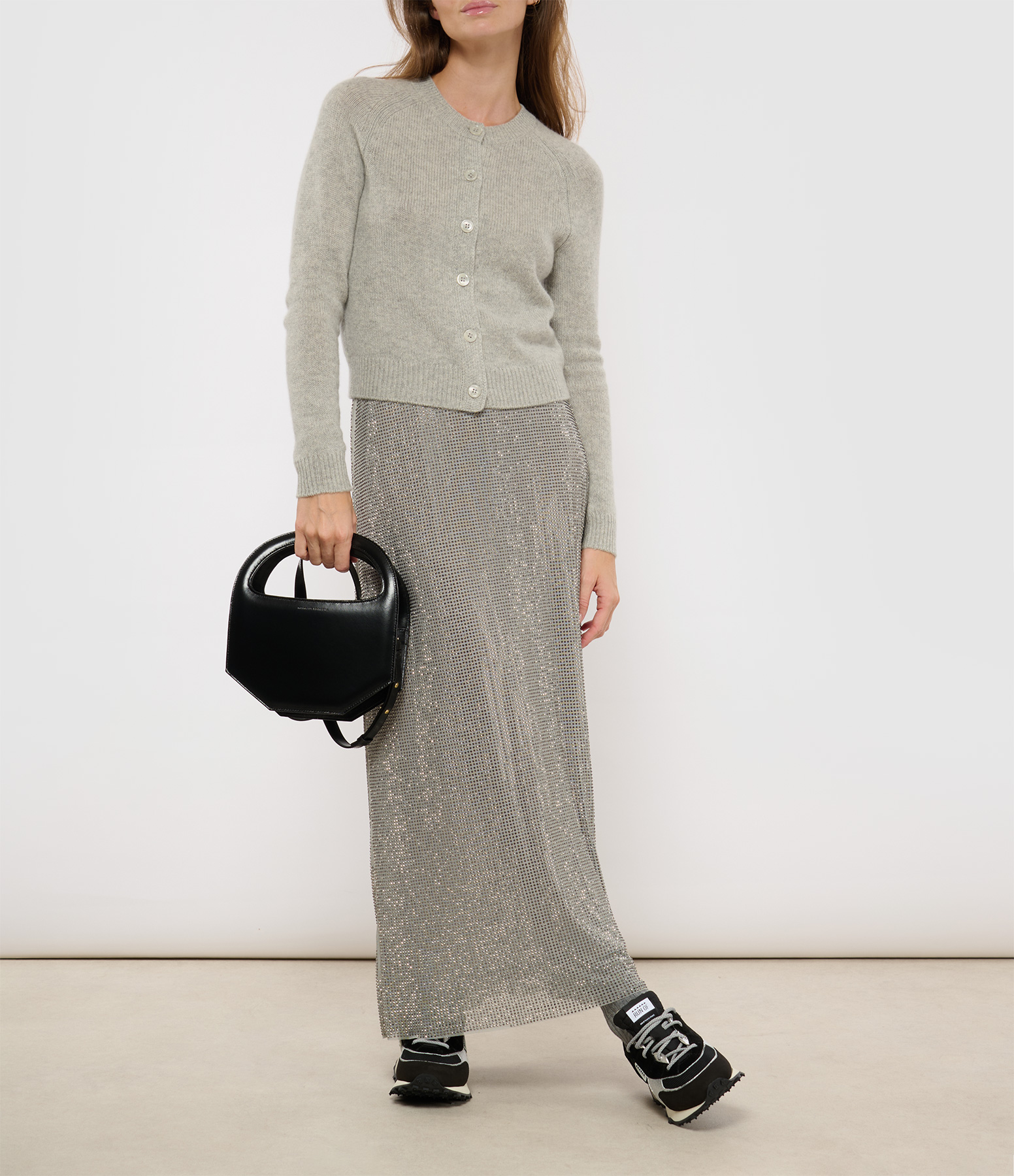 Sahannan Long Skirt with Rhinestones – Grey