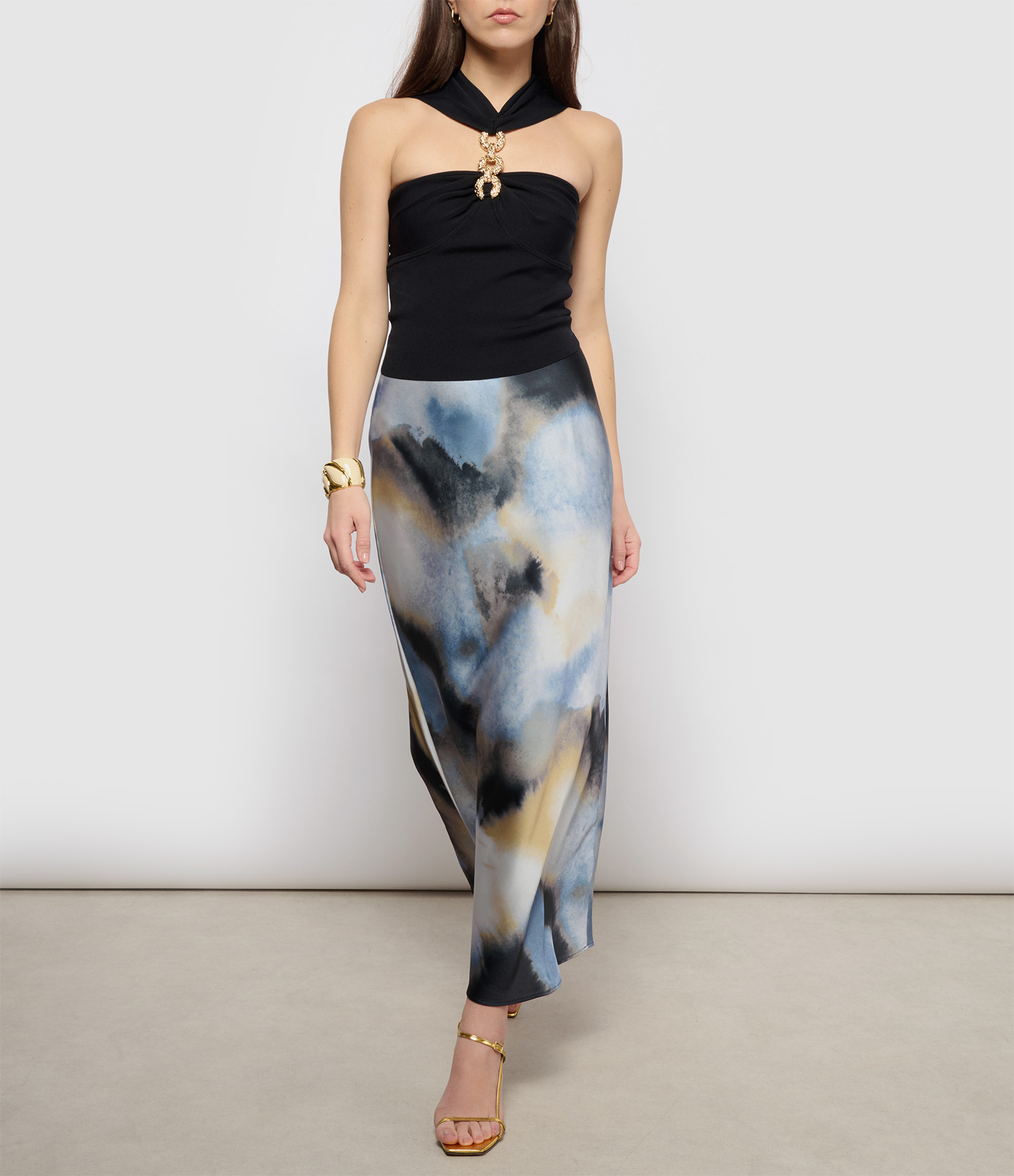 Saagneta Long Satin Aquarel Core Skirt