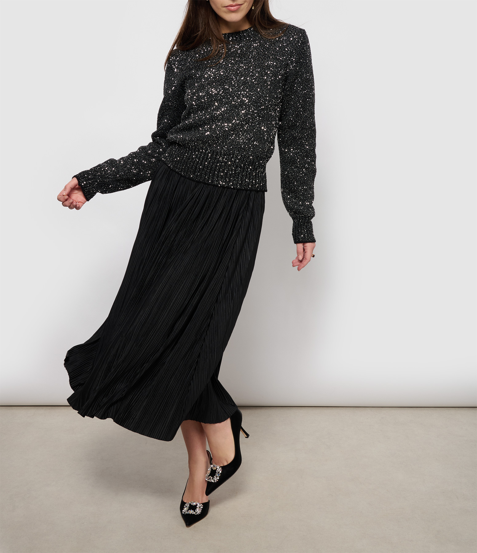 Uma Black Mid-Length Skirt