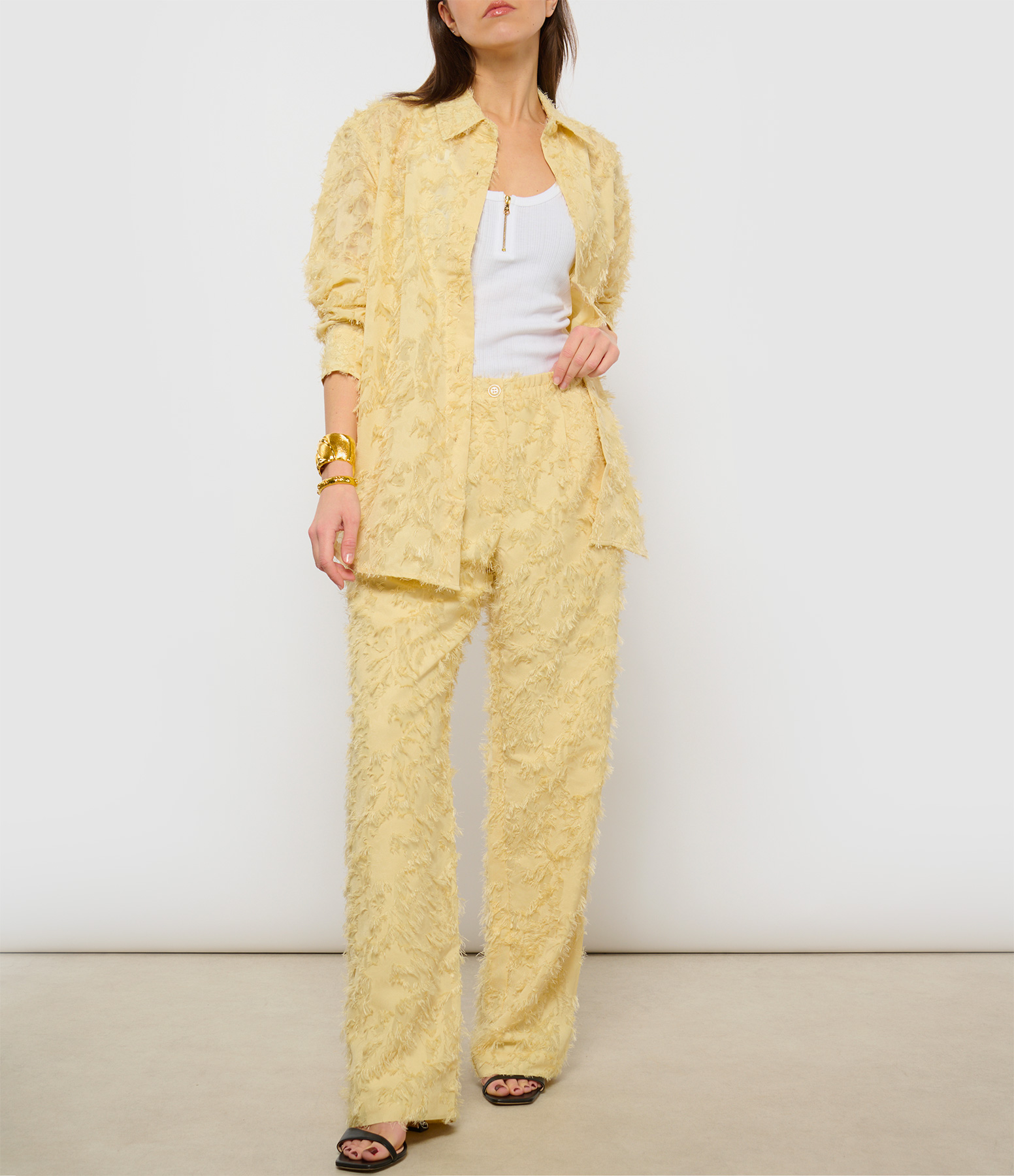 Satove Trousers in Dusty Yellow