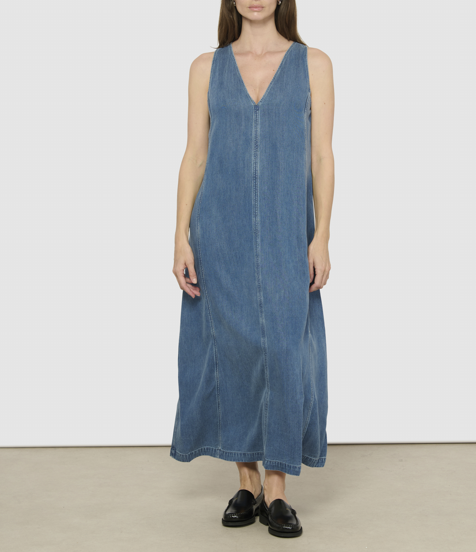 Saskylar Medium Denim Blue Maxi Dress