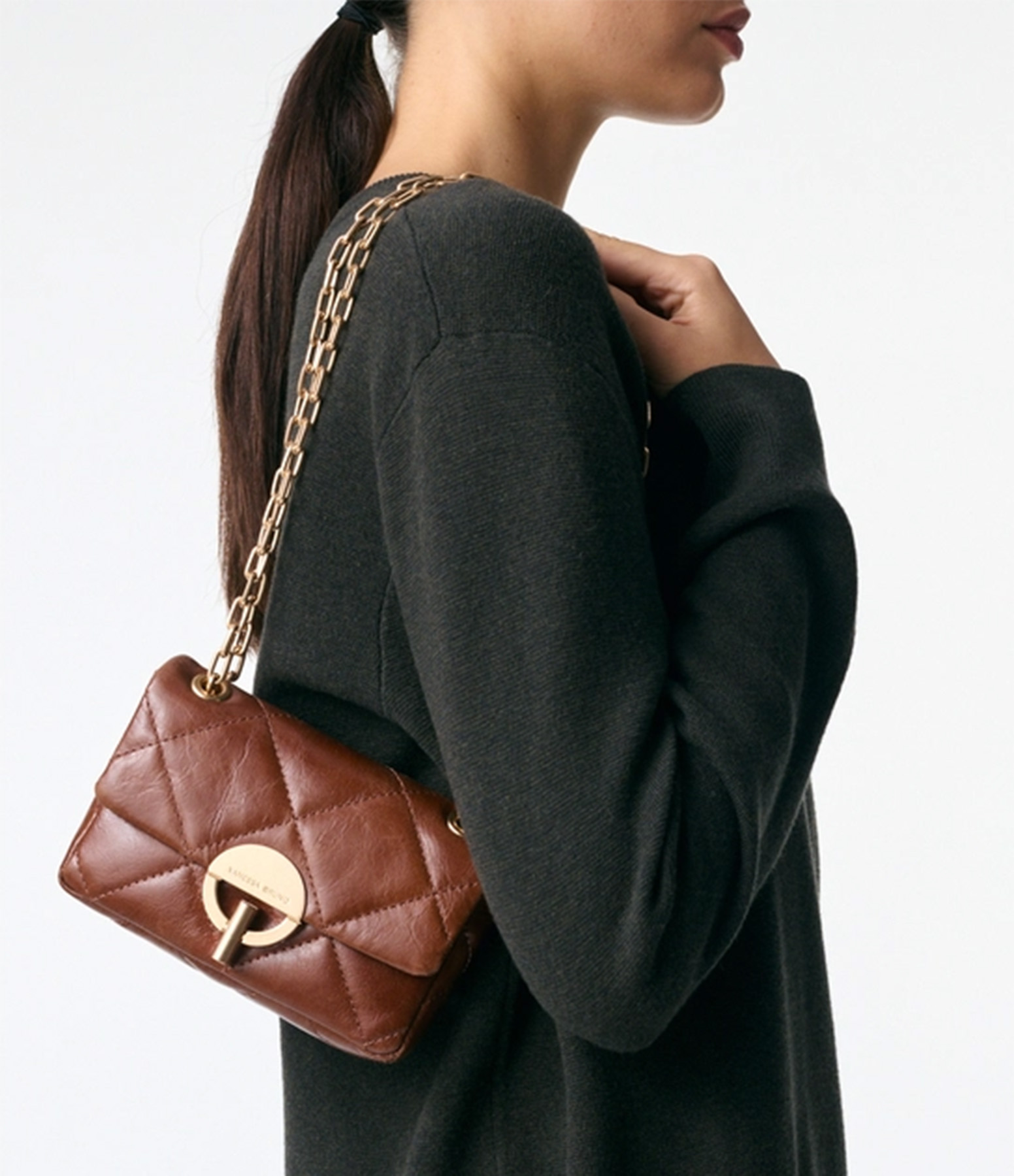 Small Moon Bag in Havana Patent Leather