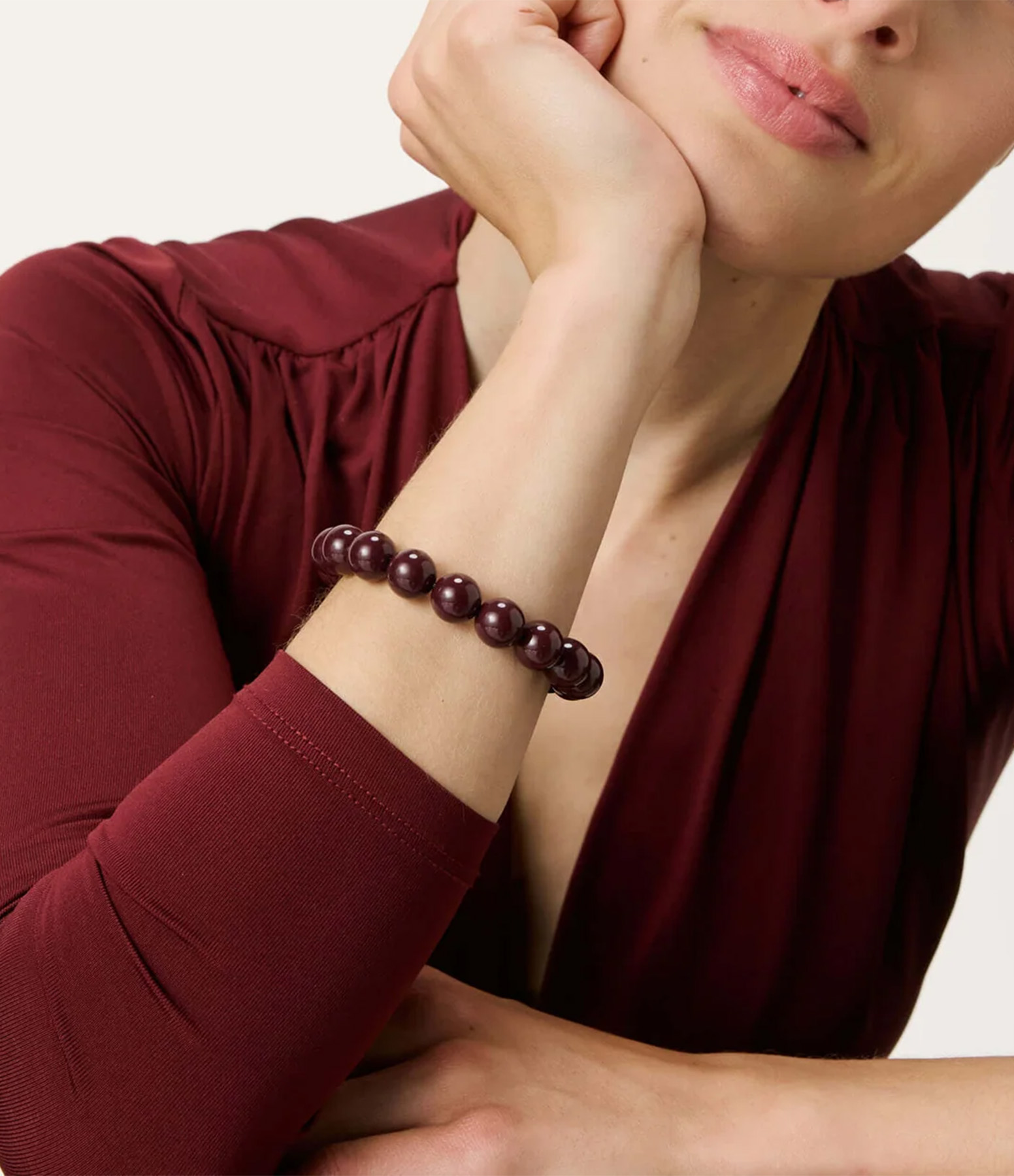 Mini Beads Flex Bracelet in Bordeaux Marble