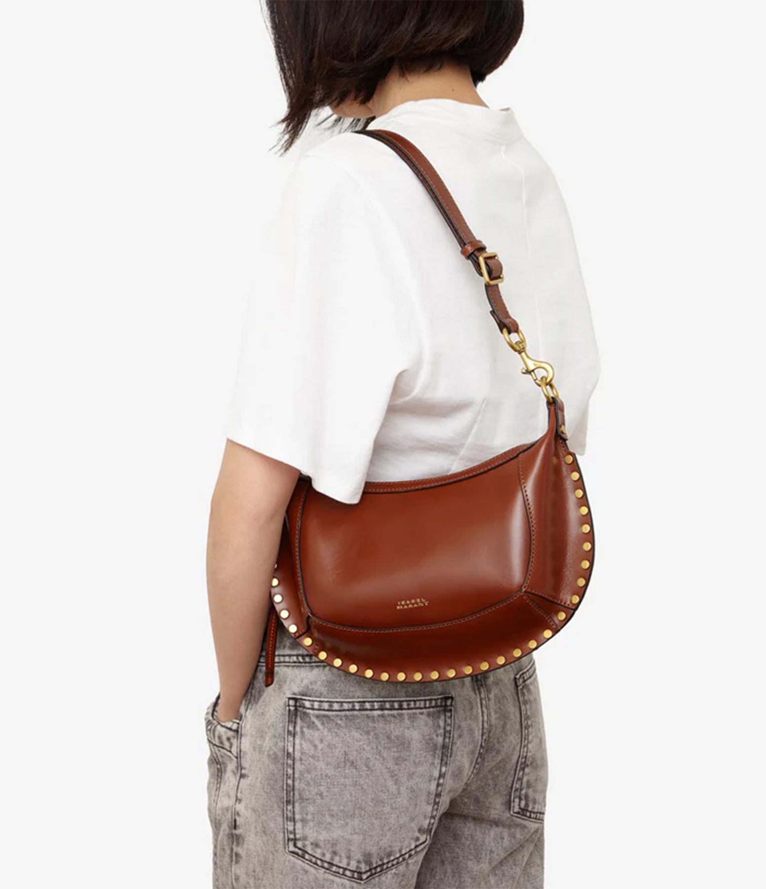 Oskan Moon Bag, Smooth Leather, Cognac