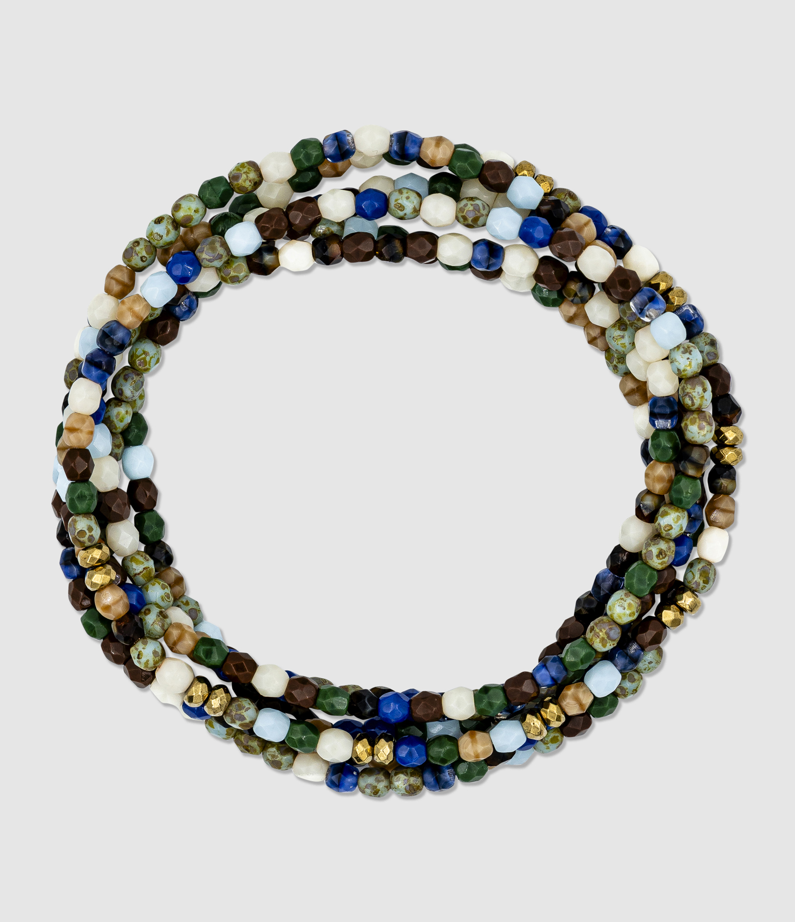 Multicoloured Sao Tome 6-strand Necklace and Bracelet, 103cm