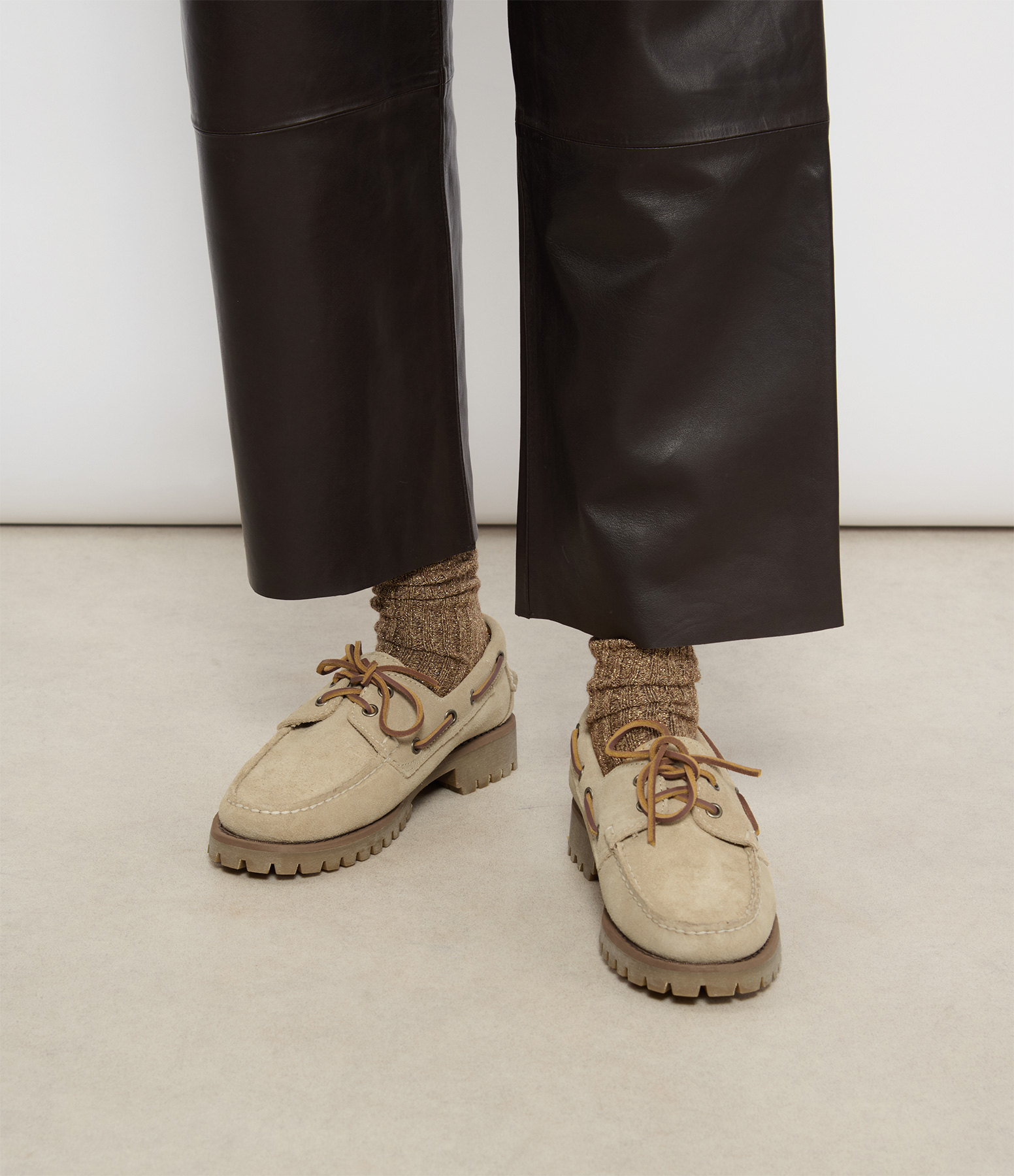 Ranger Suede Loafers in Beige Camel Leather