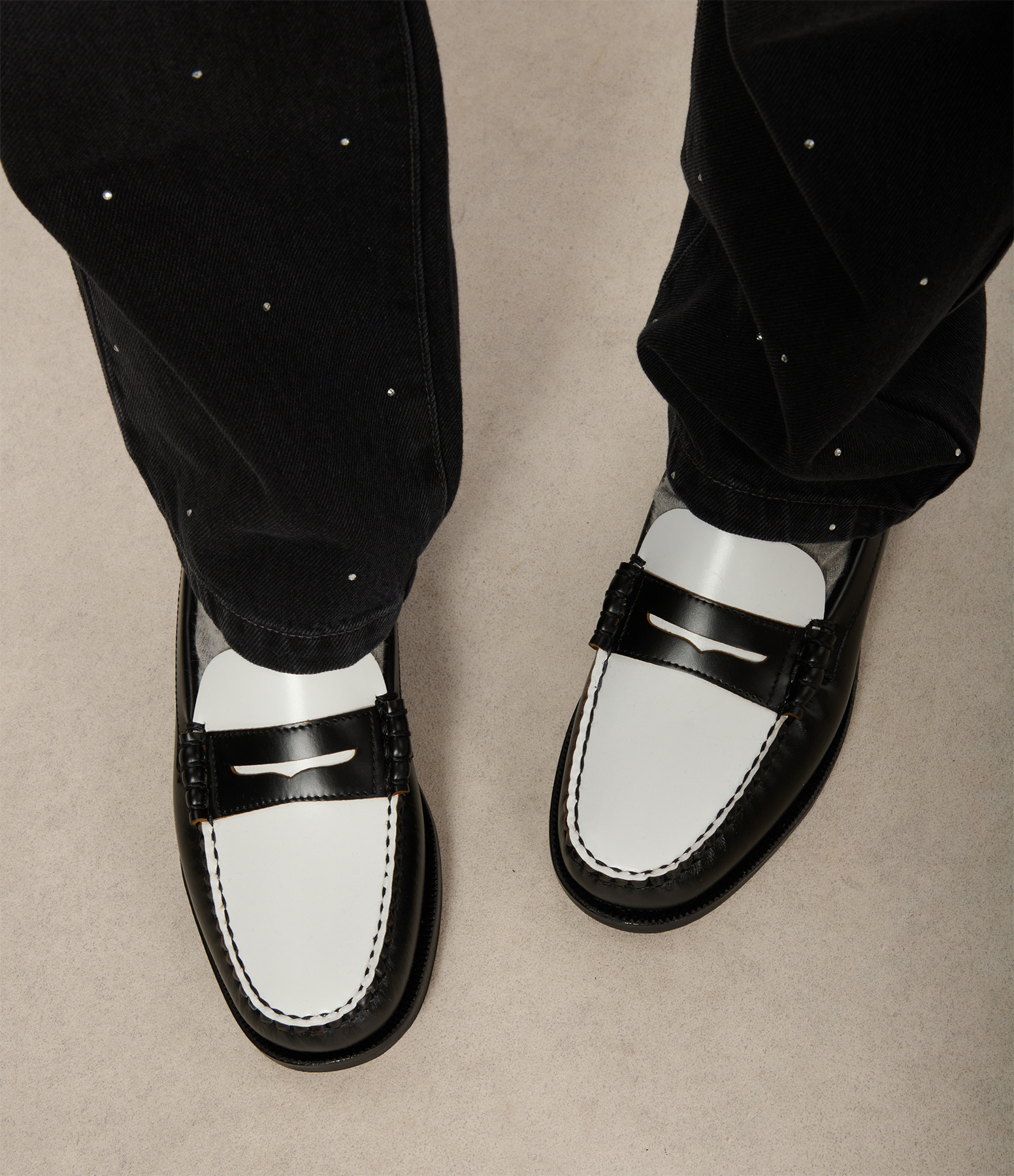 Classic Dan Woman Leather Loafers – Black and White – Regular