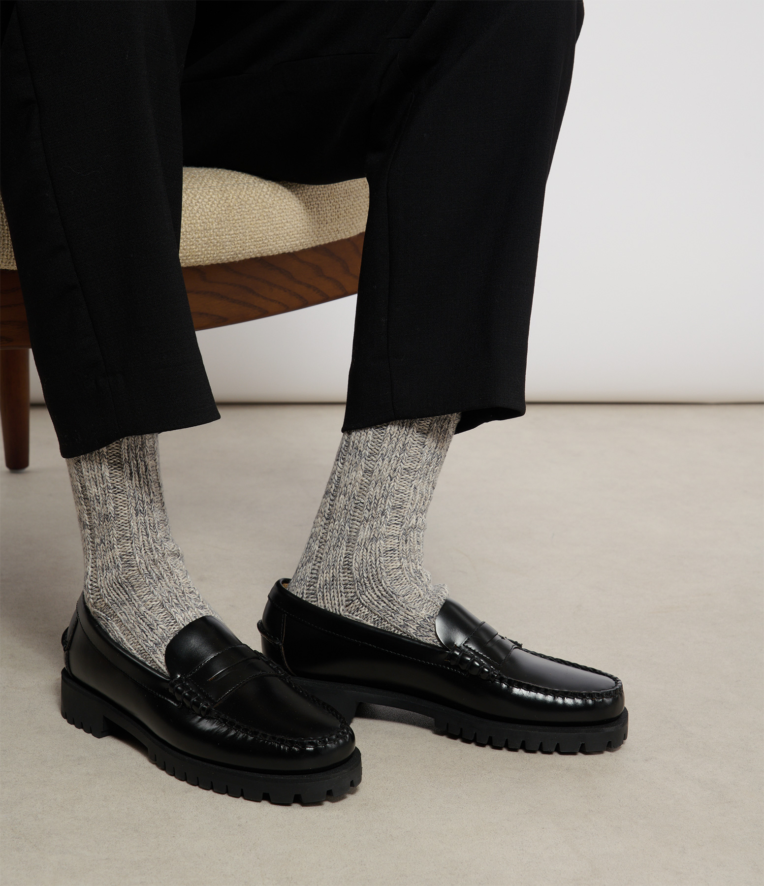 Dan Lug W Leather Loafers – Black – Regular
