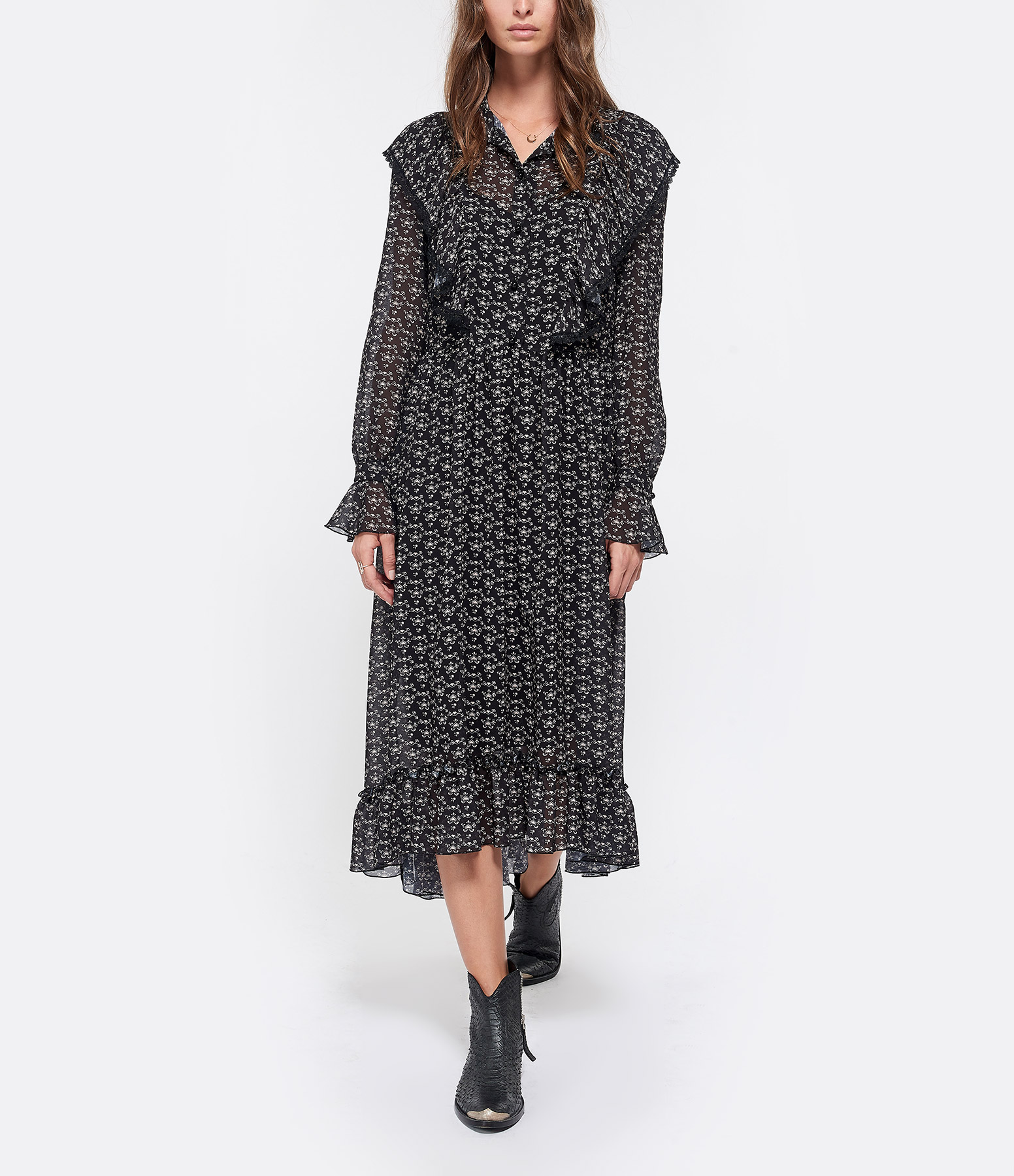 Black and White Sheer Flouncy Dress