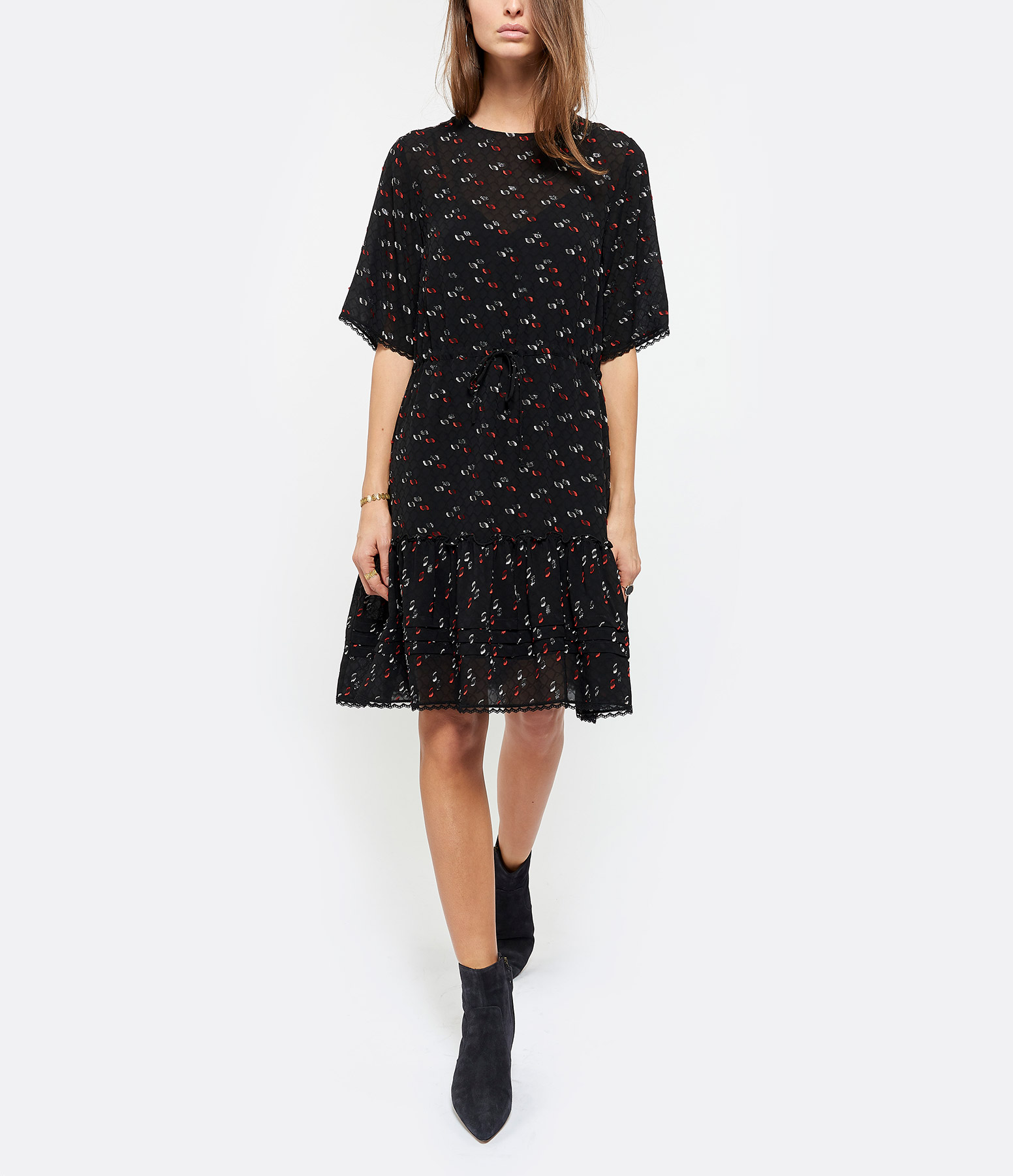 Black Multicoloured Print Dress